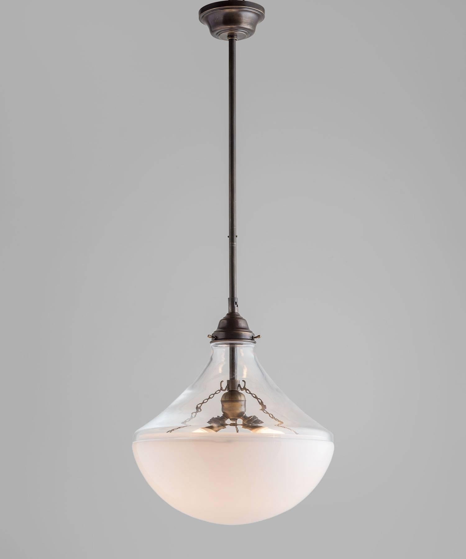 Industrial Opaline Glass Pendant, Made in Italy For Sale