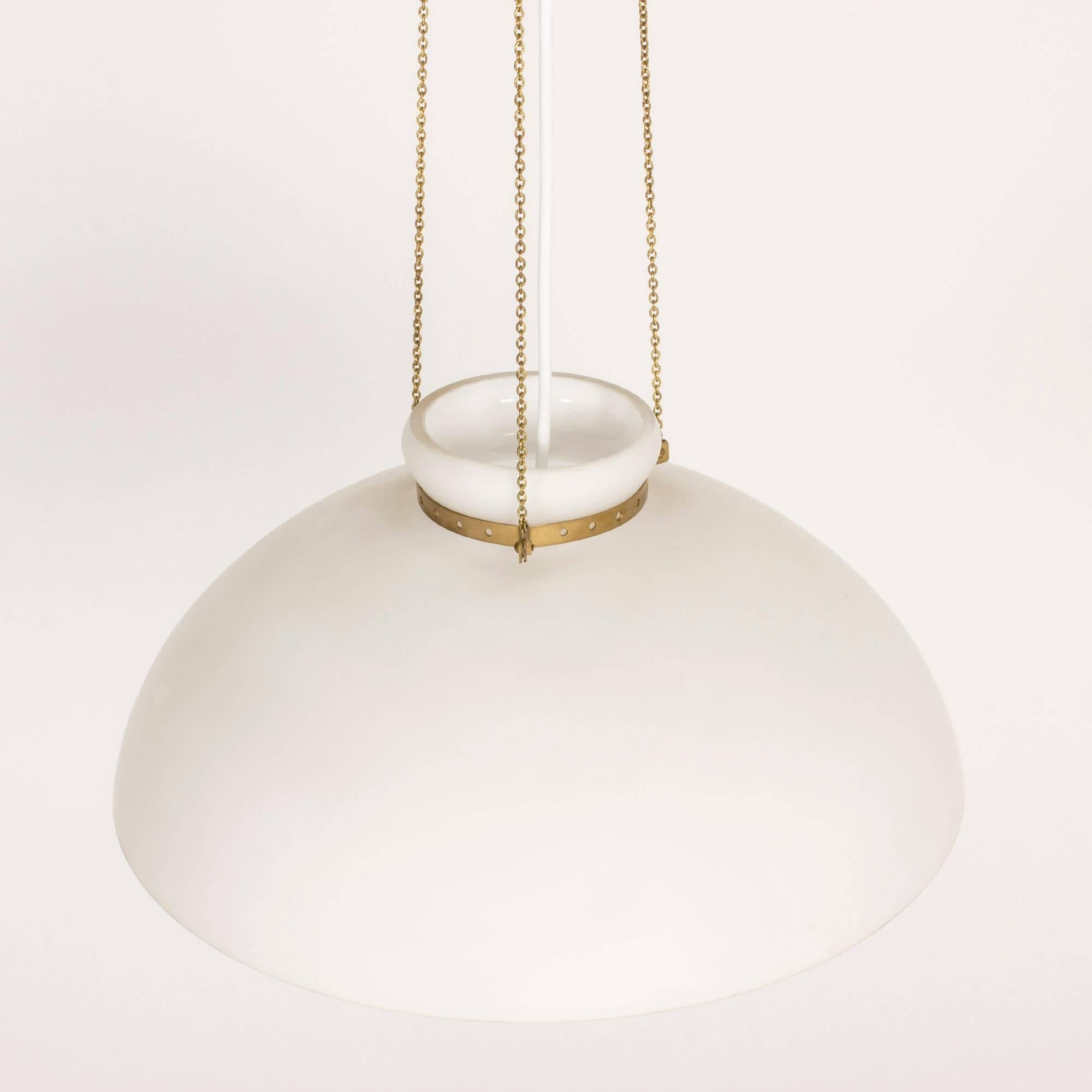 Scandinavian Modern Opaline Glass Pendant Lamp by Alf Svensson