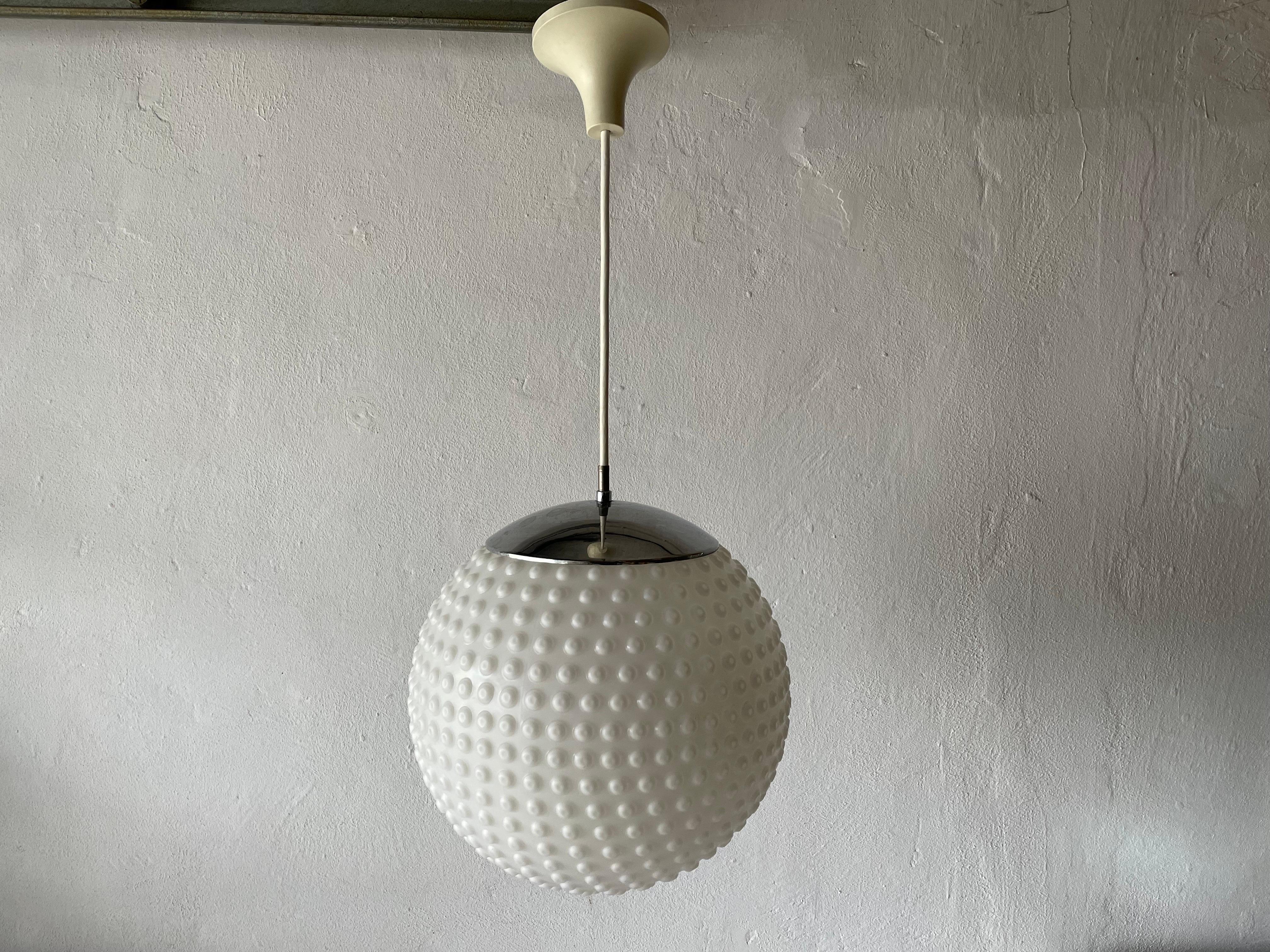 Opaline Glass Pendant Lamp by Rolf Krüger for Staff, 1970s, Germany In Good Condition For Sale In Hagenbach, DE