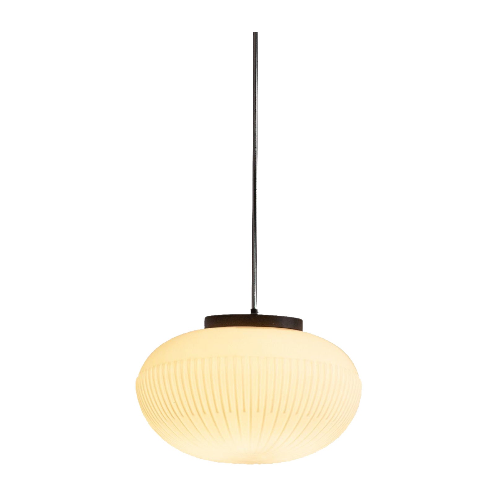 Opaline Glass Pendant with Structured Sphere in vendita