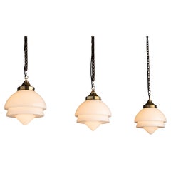 Opaline Glass Pendants, Netherlands circa 1920 Antique Opaline Glass Pendants, Netherlands circa 1920