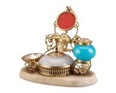 Opaline Glass Perfume with Inkwell and Bell Push