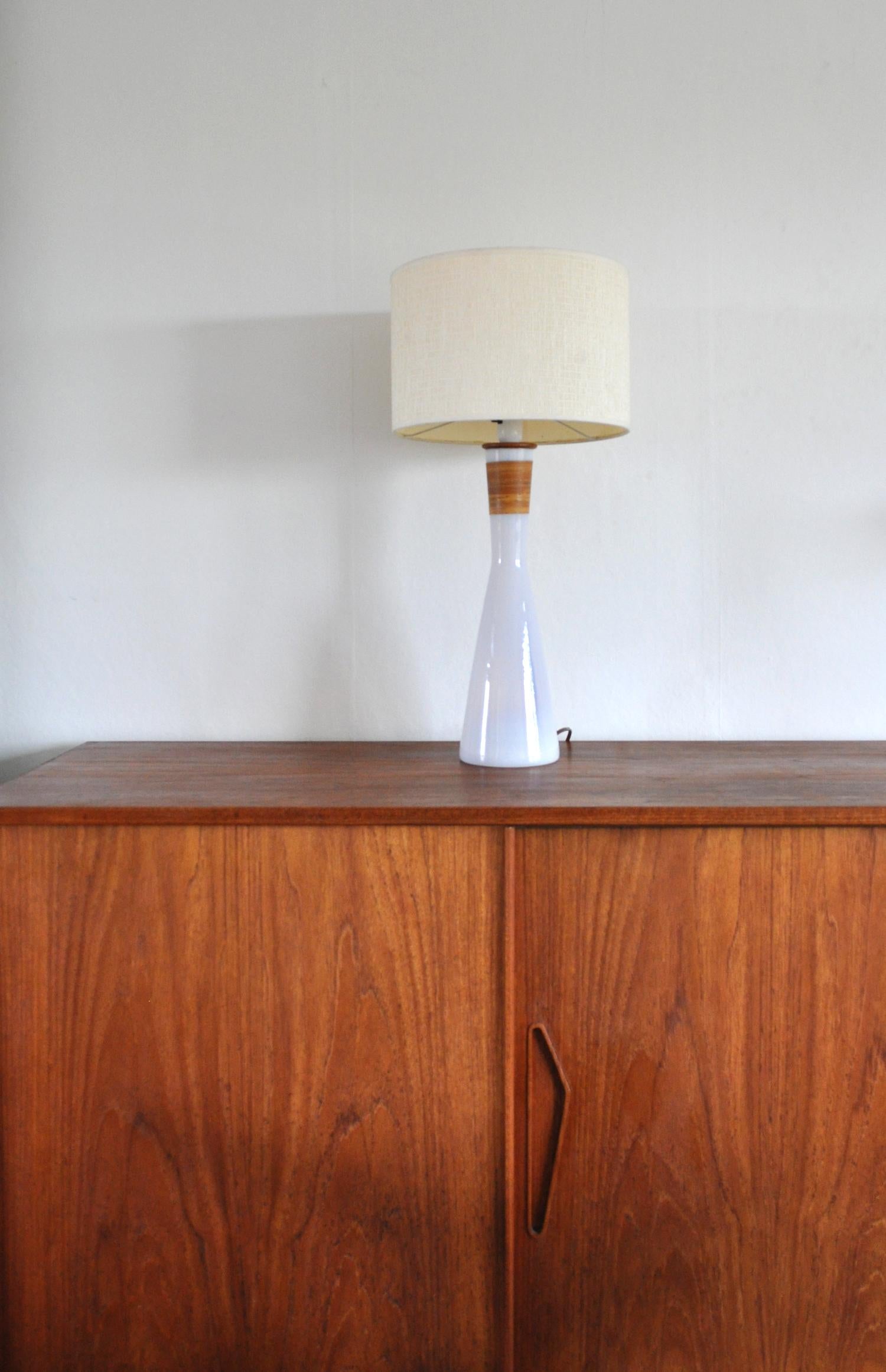 Scandinavian Modern Opaline Glass Table Lamp by Jacob E. Bang, Kastrup Glasværk, circa 1960