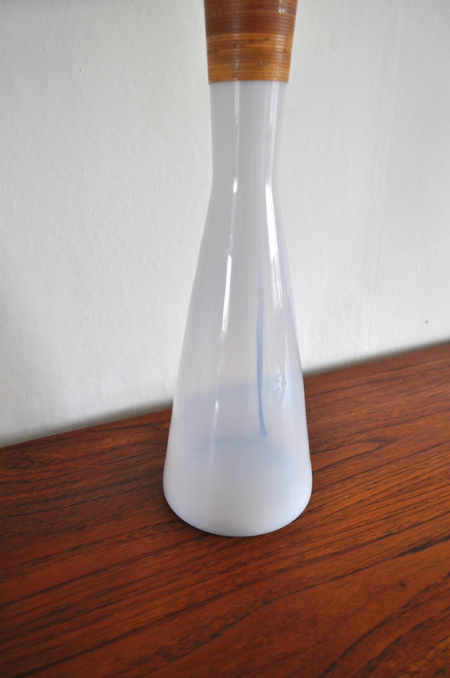 Danish Opaline Glass Table Lamp by Jacob E. Bang, Kastrup Glasværk, circa 1960