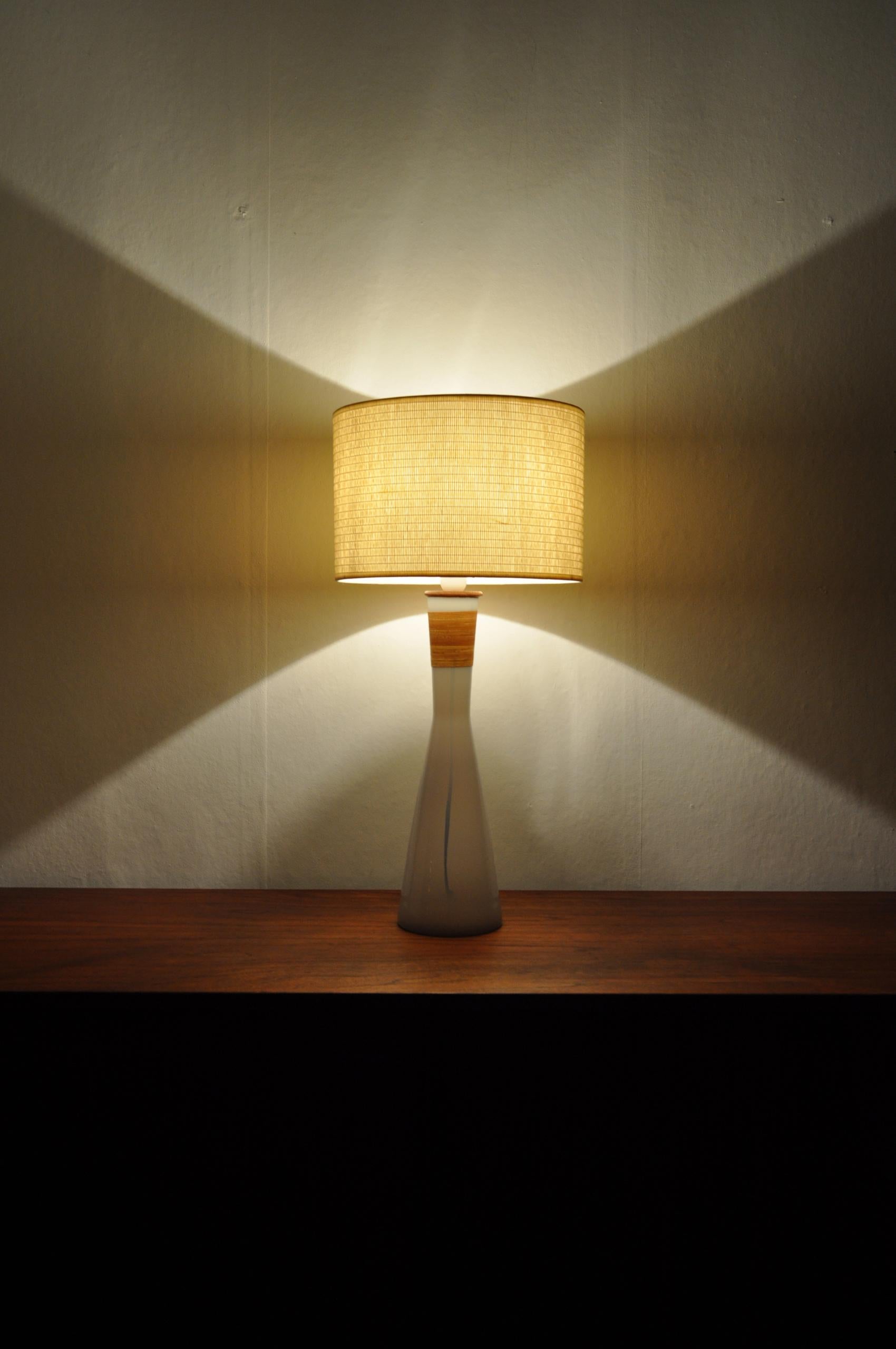 Mid-20th Century Opaline Glass Table Lamp by Jacob E. Bang, Kastrup Glasværk, circa 1960