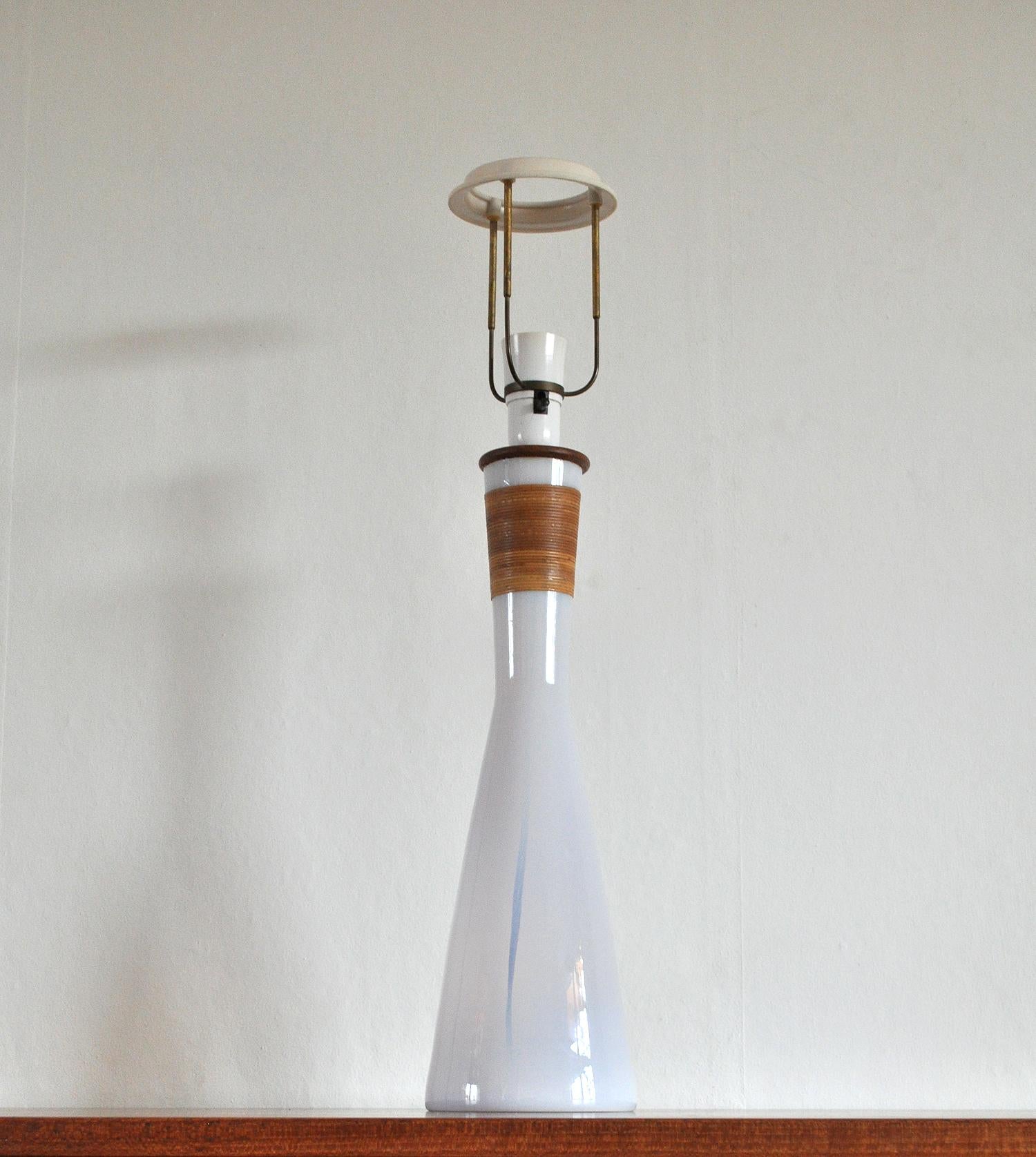 Opaline Glass Table Lamp by Jacob E. Bang, Kastrup Glasværk, circa 1960 1