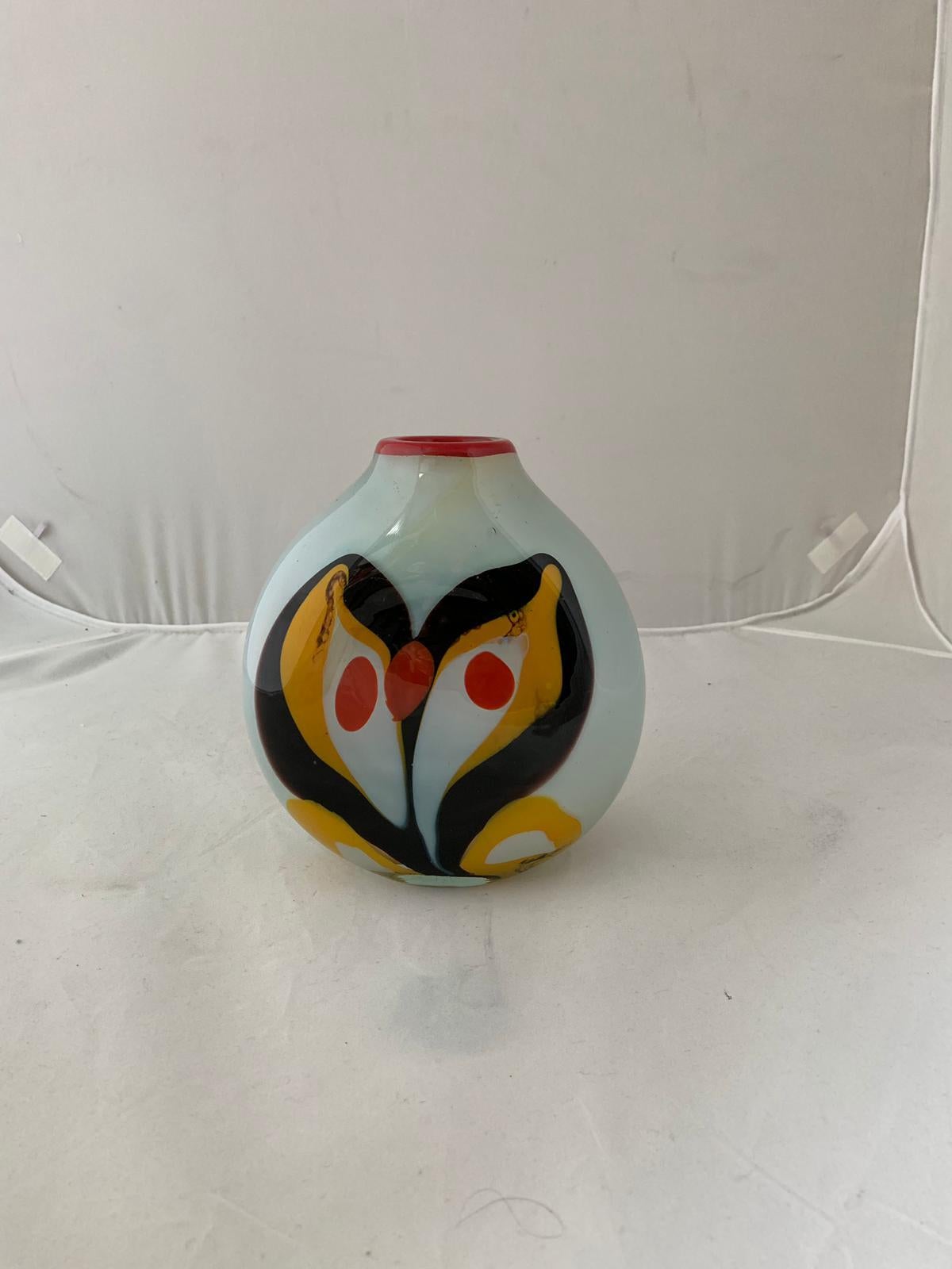 Late 20th Century Opaline Glass Vase by Ludmilla & Dimitri Shushkanov, 1970s For Sale