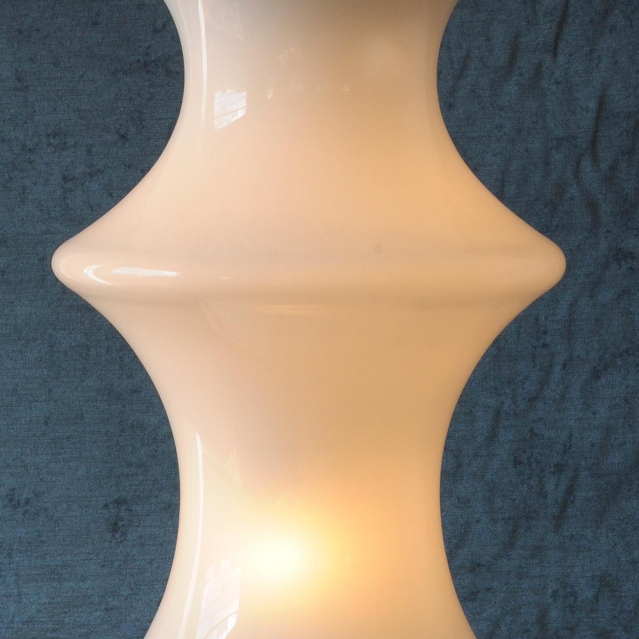 Late 20th Century Opaline Glass White Foot Soldier Floor Lamp, Italy, 1970s For Sale