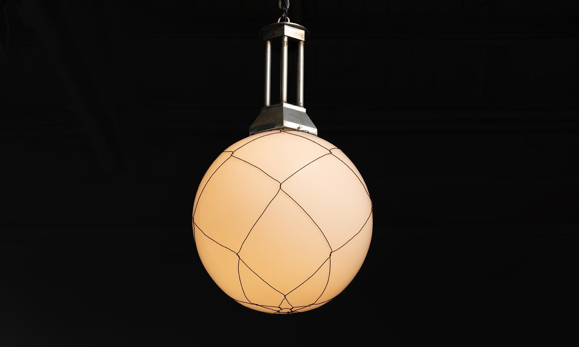 Opaline Globe Pendants

England circa 1920

Wire caged glass globes with nickel plated gallery.

15