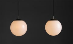 Opaline Globe Pendants, Netherlands, circa 1960