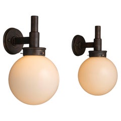 Opaline Globe Sconces, Italy circa 1960