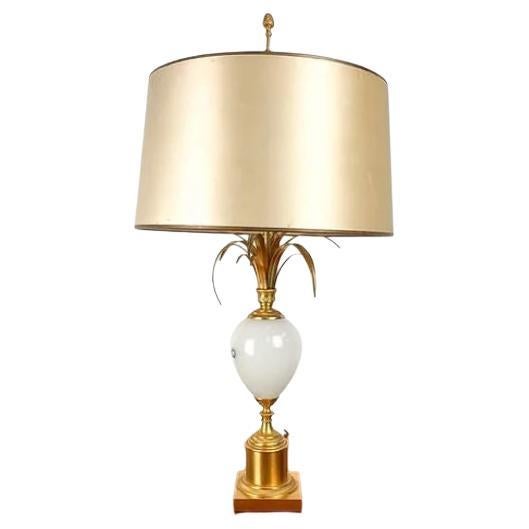 Opaline Lamp Boulanger in Palm Leaves on Top