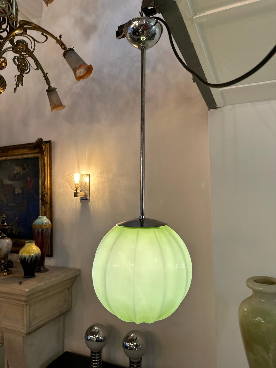 Opaline lamp that imitates Chinese balloons, 1930, Art Deco, German  11