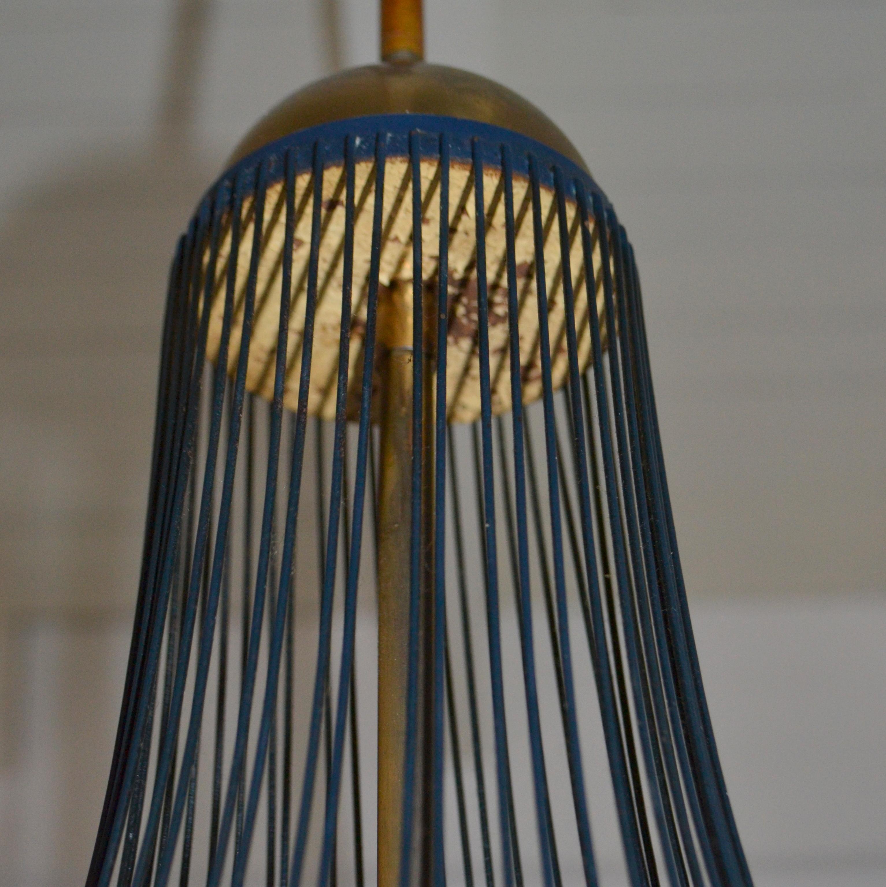 Metal Opaline Lantern Pendant, Italy, 1960's
