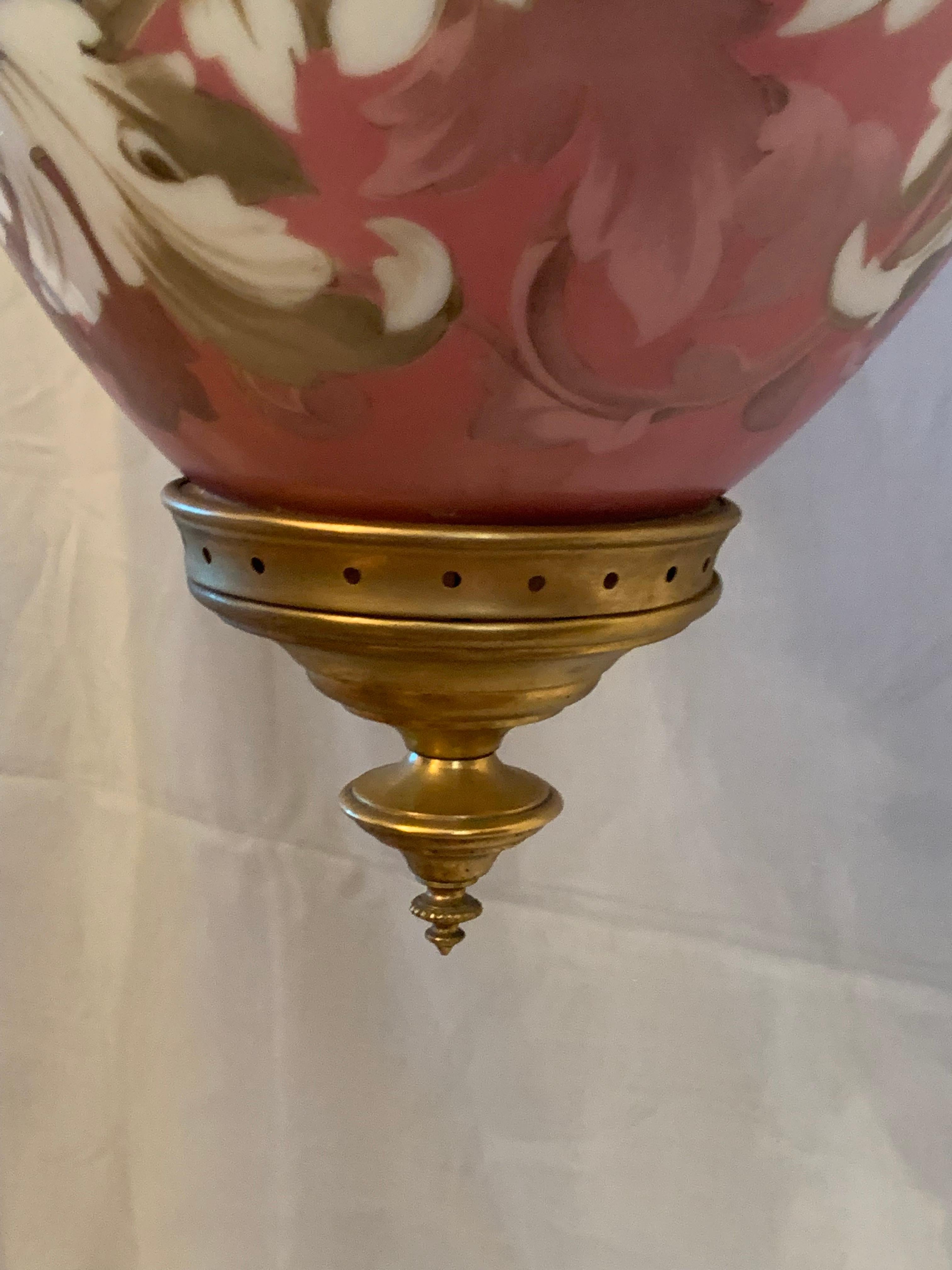 Late 19th Century Opaline Lanterne with Gilded Bronze For Sale