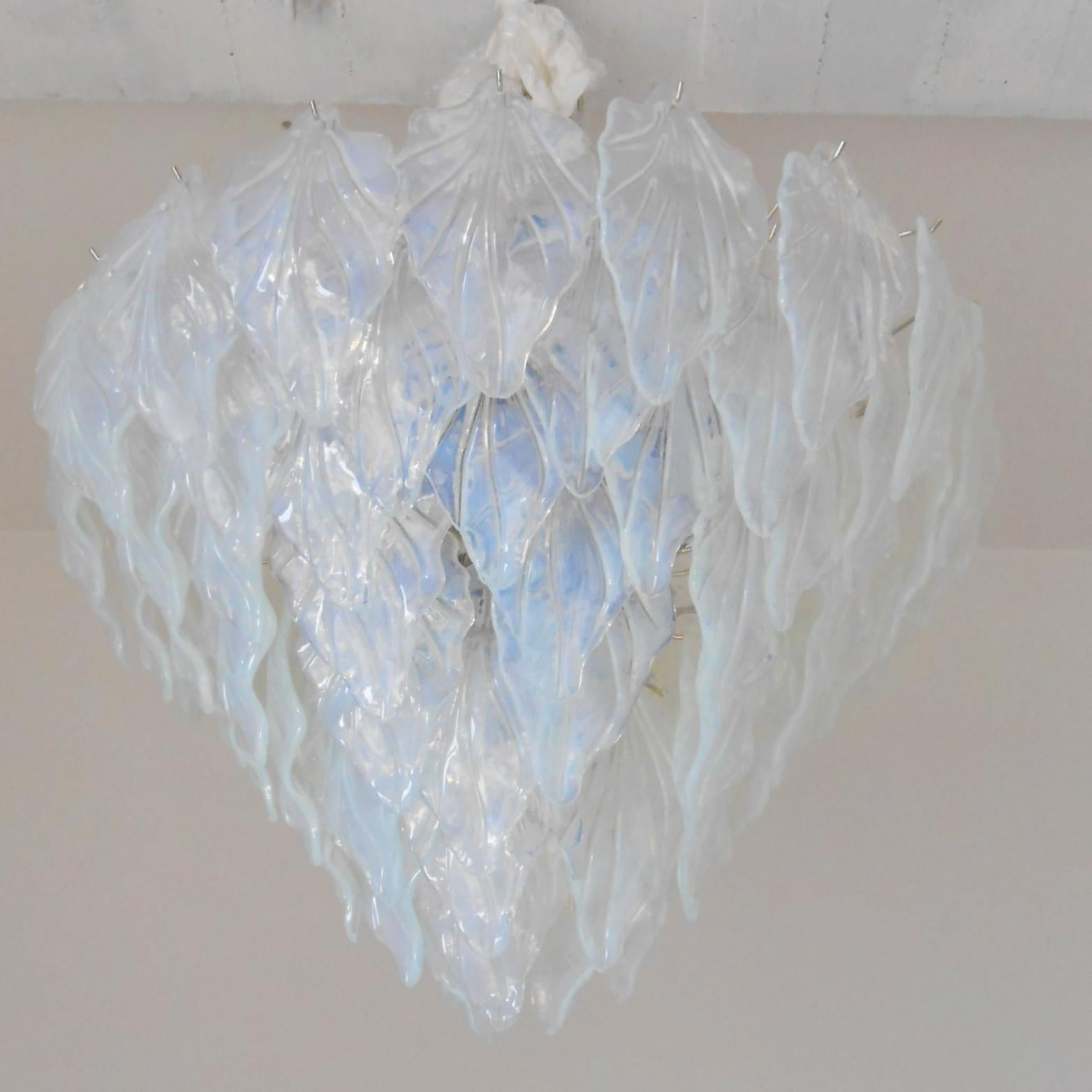 Mid-Century Modern Opaline Leaves Chandelier by Fabio Ltd For Sale