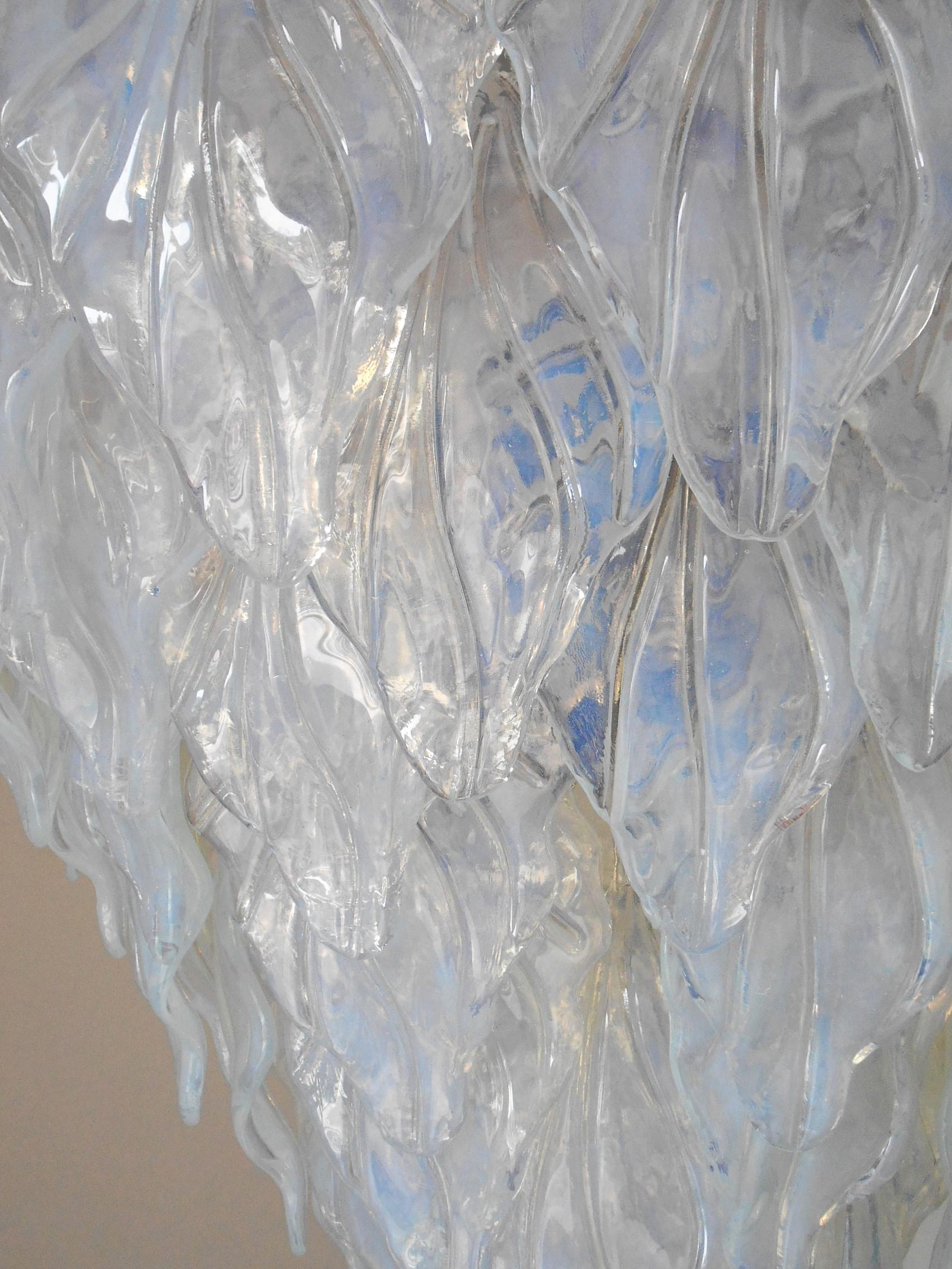 Italian Opaline Leaves Chandelier by Fabio Ltd For Sale