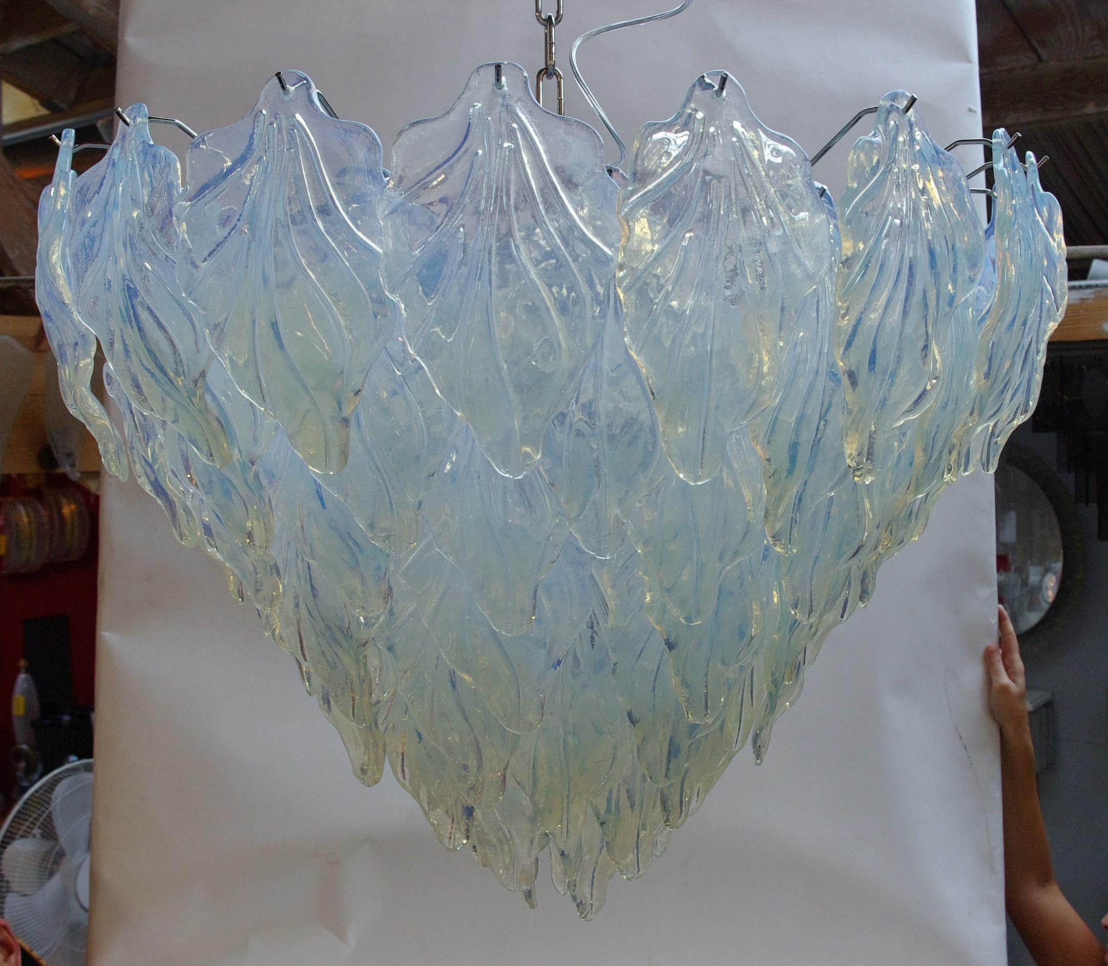 Contemporary Opaline Leaves Chandelier by Fabio Ltd For Sale