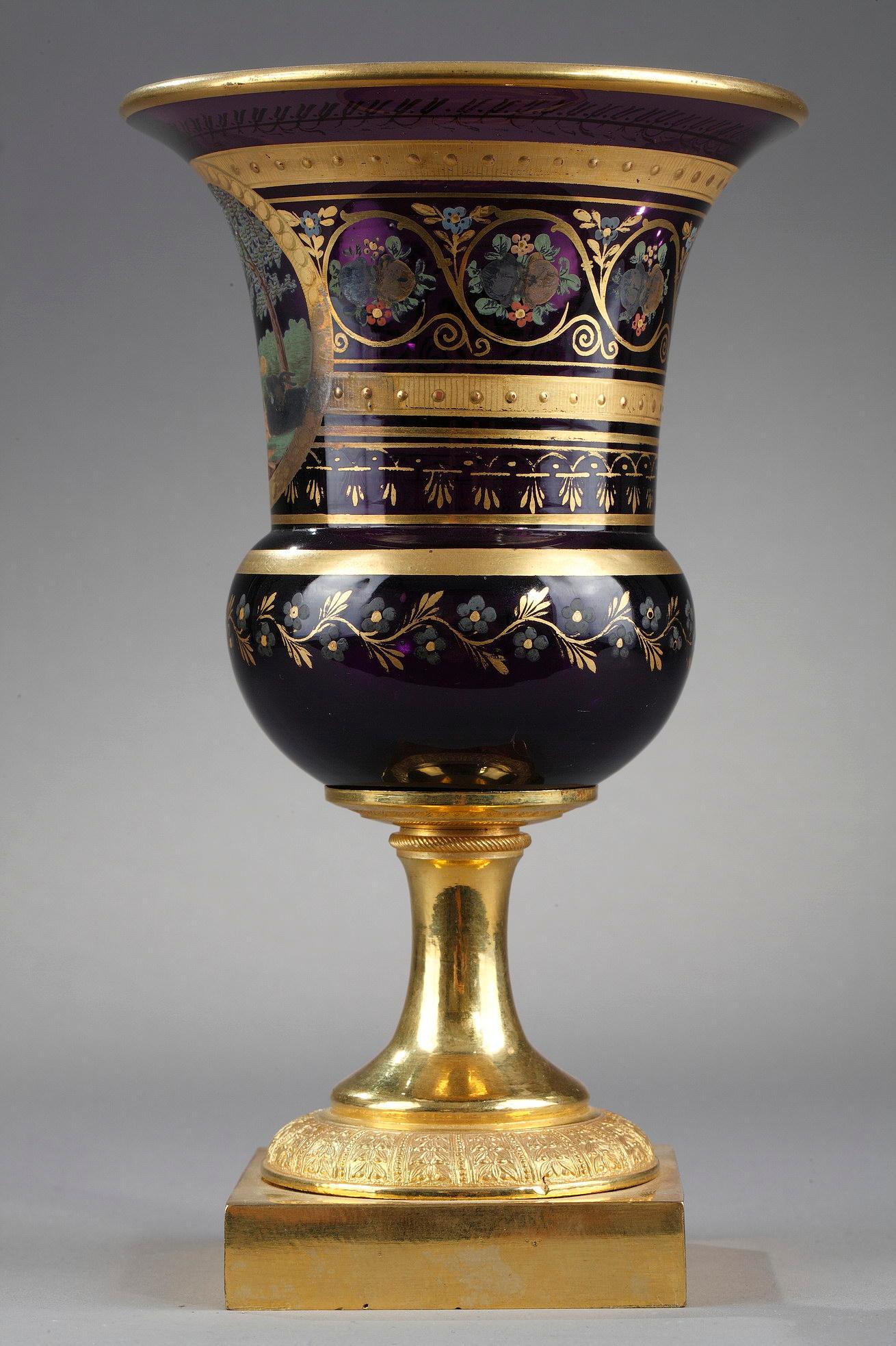 Inizio XIX secolo Vaso opalino Medicis Iispirato alla favola di Fontaine La volpe e la capra in vendita