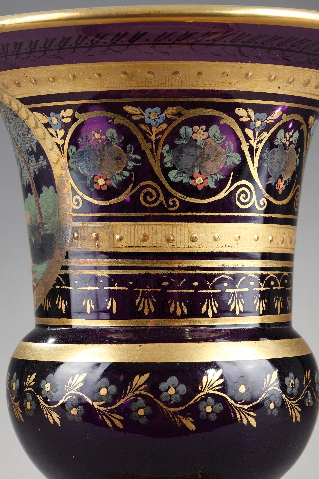 Vetro artistico Vaso opalino Medicis Iispirato alla favola di Fontaine La volpe e la capra in vendita