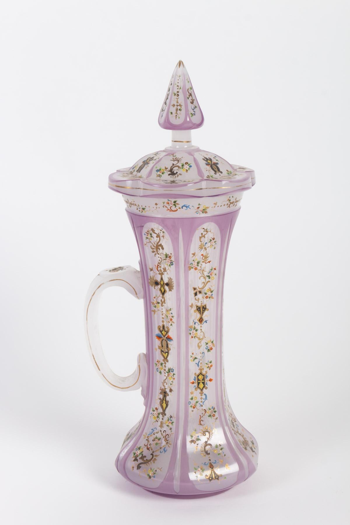 Napoleon III Opaline Mug and Sugar Bowl, 19th Century
