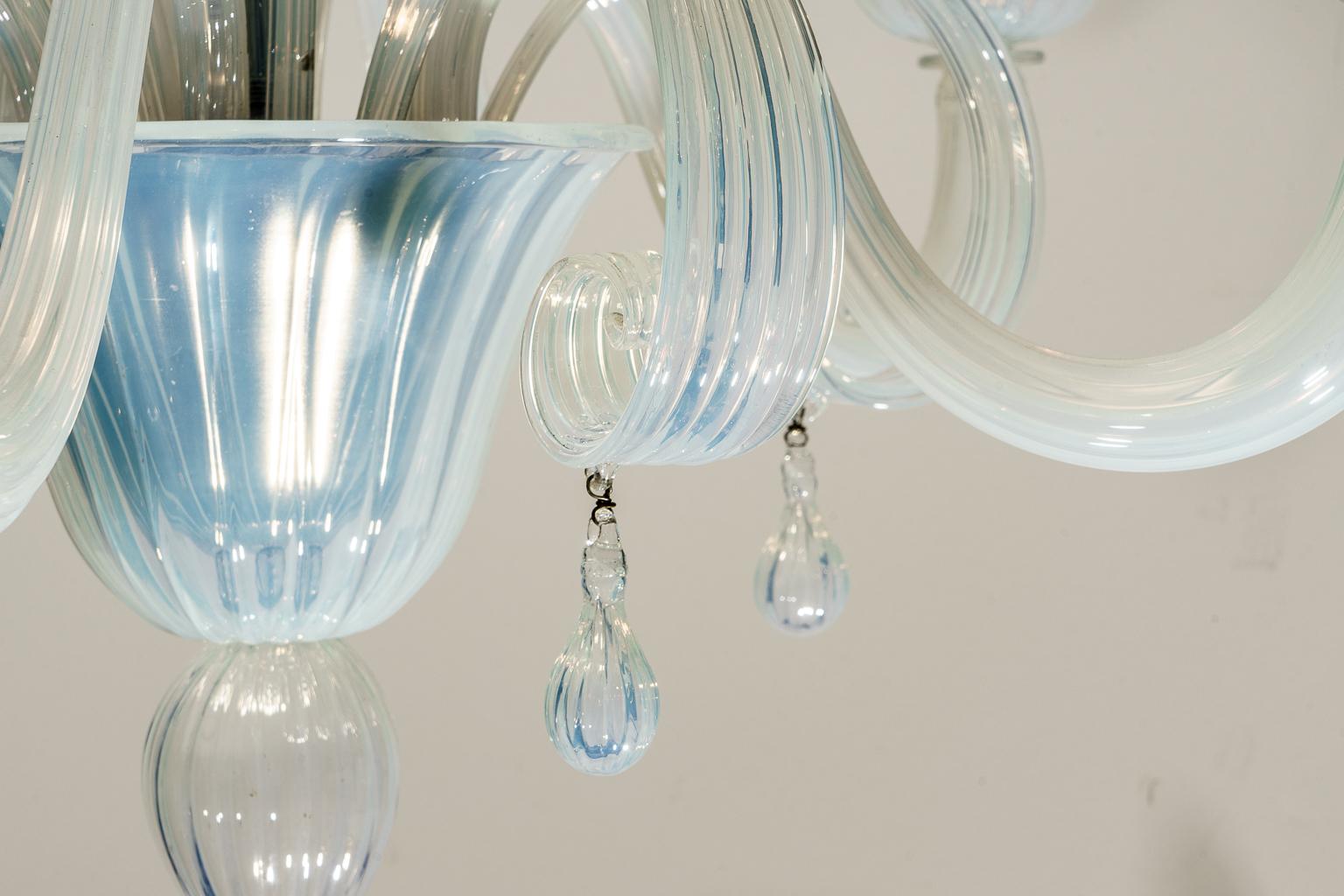 Opaline Murano Glass Chandelier 5