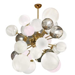 Opaline Murano Glass Globe Cluster Chandelier