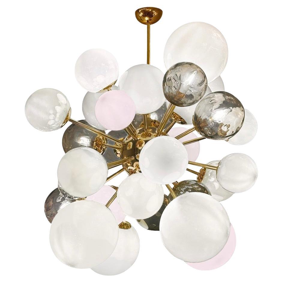 Opaline Murano Glass Globe Cluster Chandelier