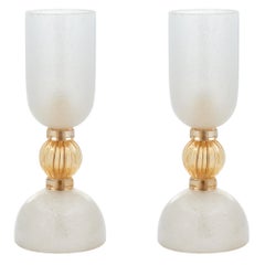 Opaline Murano Glass Urn Lamps