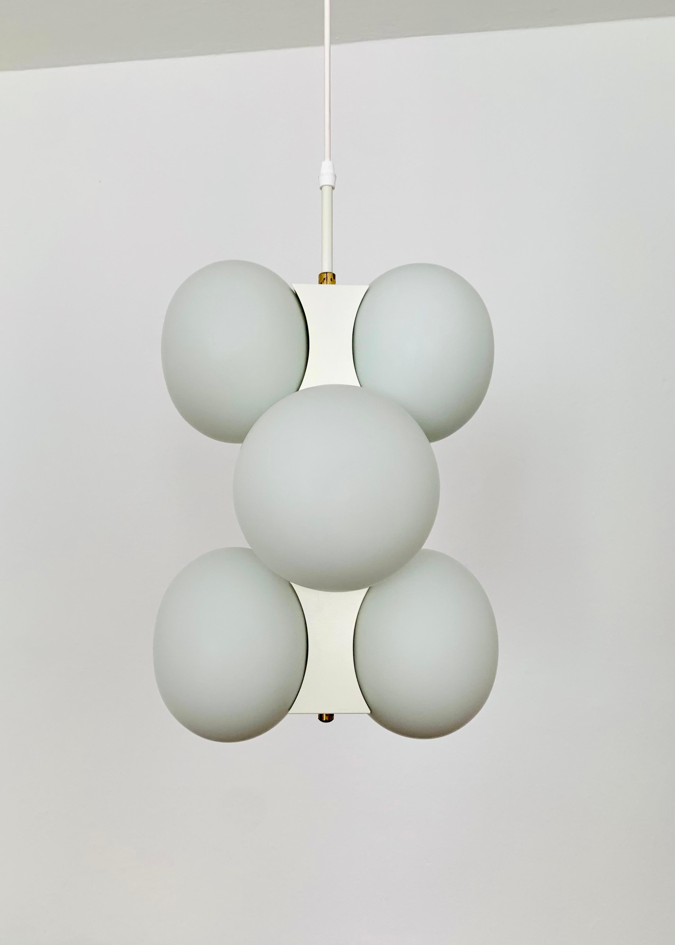 German Opaline Pendant Lamp by Kaiser Leuchten For Sale