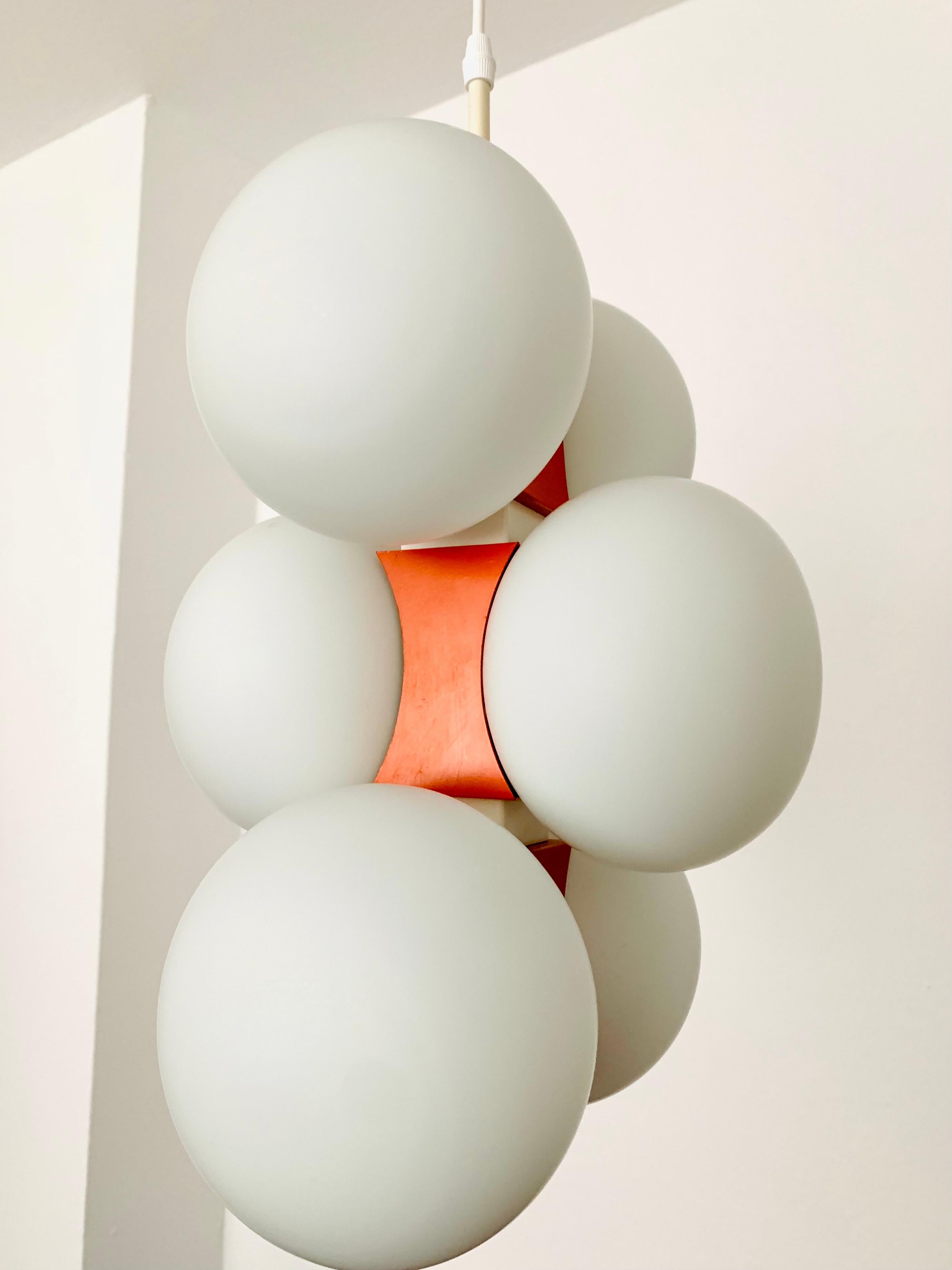 Mid-20th Century Opaline Pendant Lamp by Kaiser Leuchten For Sale