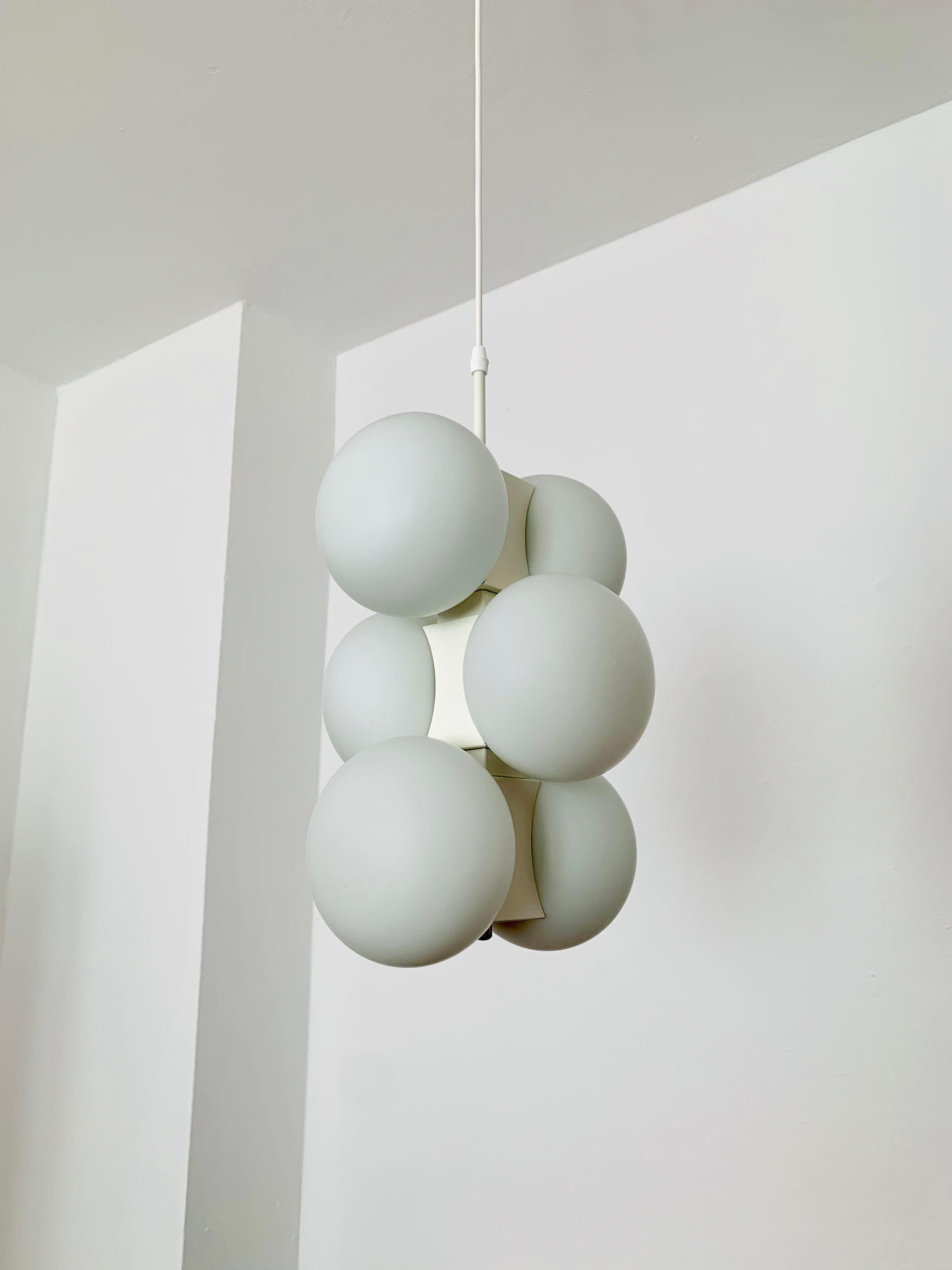 Mid-20th Century Opaline Pendant Lamp by Kaiser Leuchten For Sale