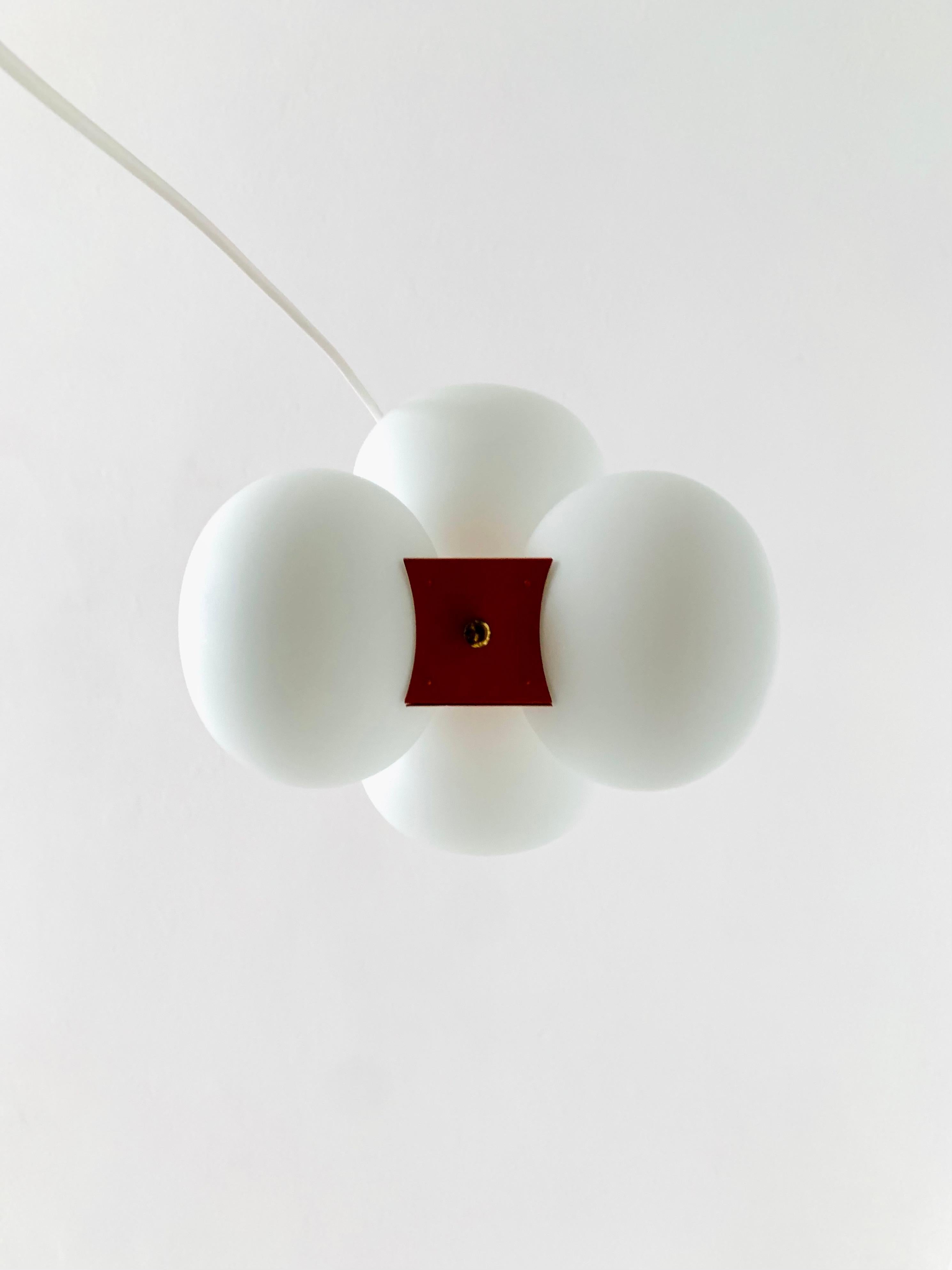 Metal Opaline Pendant Lamp by Kaiser Leuchten For Sale