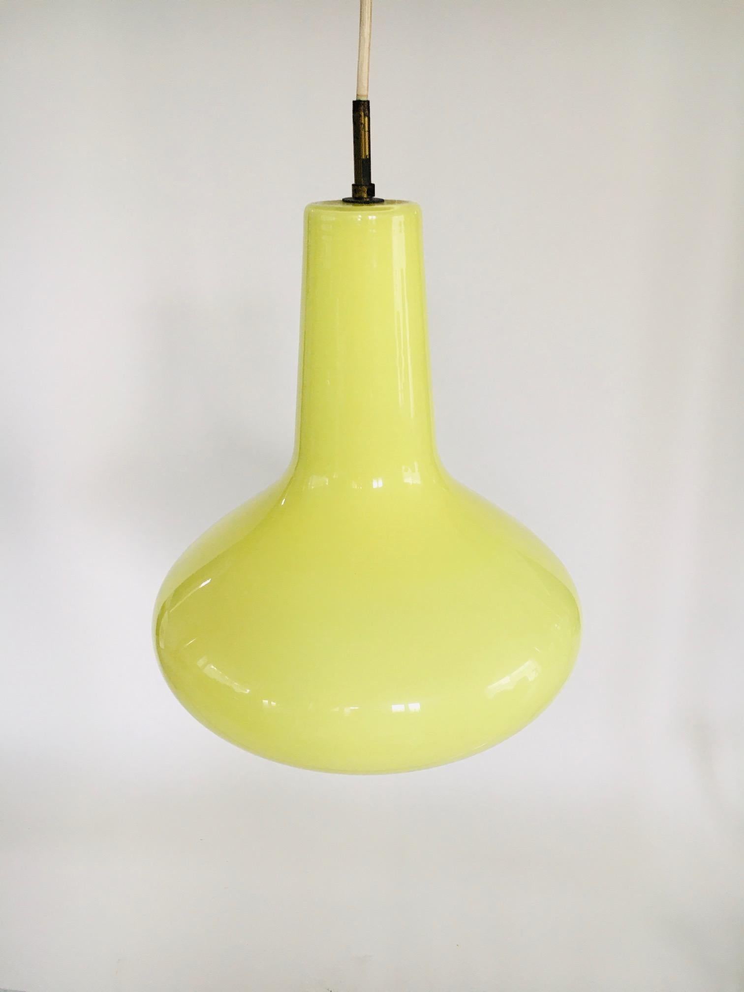 Mid-20th Century Opaline Pendant Lamp by Massimo Vignelli for Venini Murano, Italy 1950's For Sale