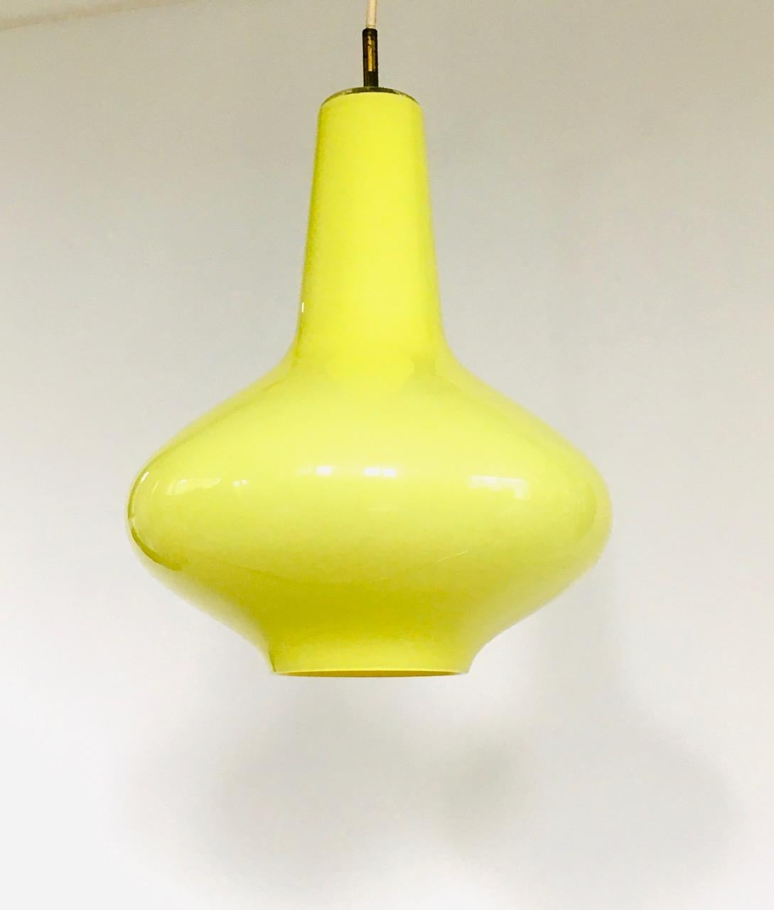 Opaline Glass Opaline Pendant Lamp by Massimo Vignelli for Venini Murano, Italy 1950's For Sale