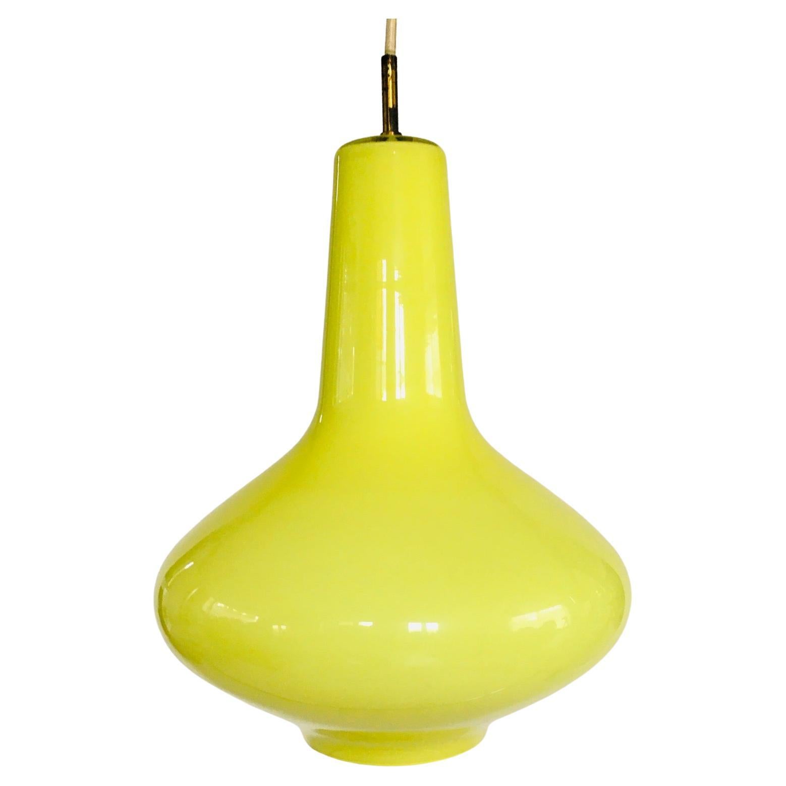 Opaline Pendant Lamp by Massimo Vignelli for Venini Murano, Italy 1950's For Sale