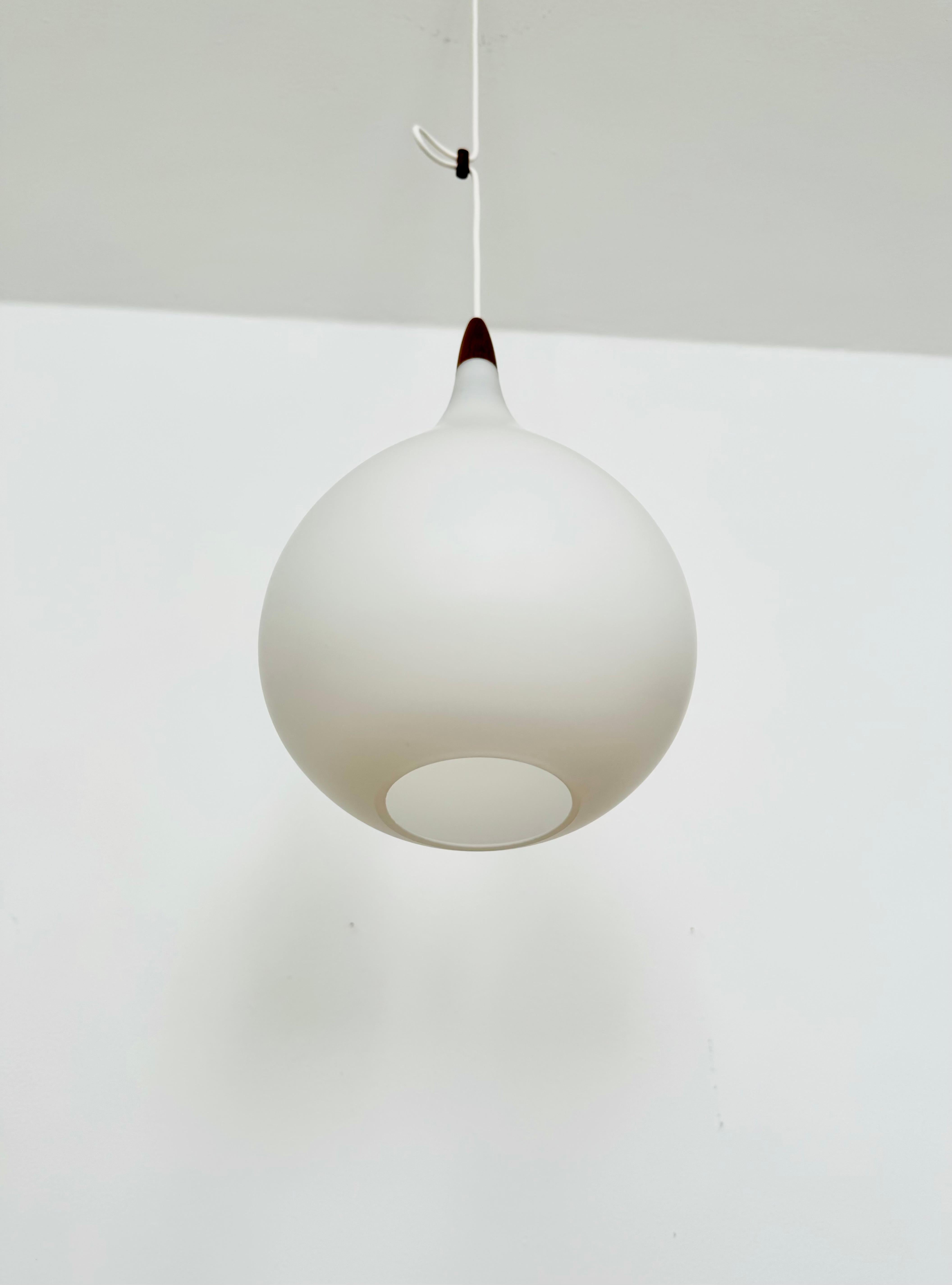 Mid-20th Century Opaline Pendant Lamp by Uno and Östen Krist For Sale