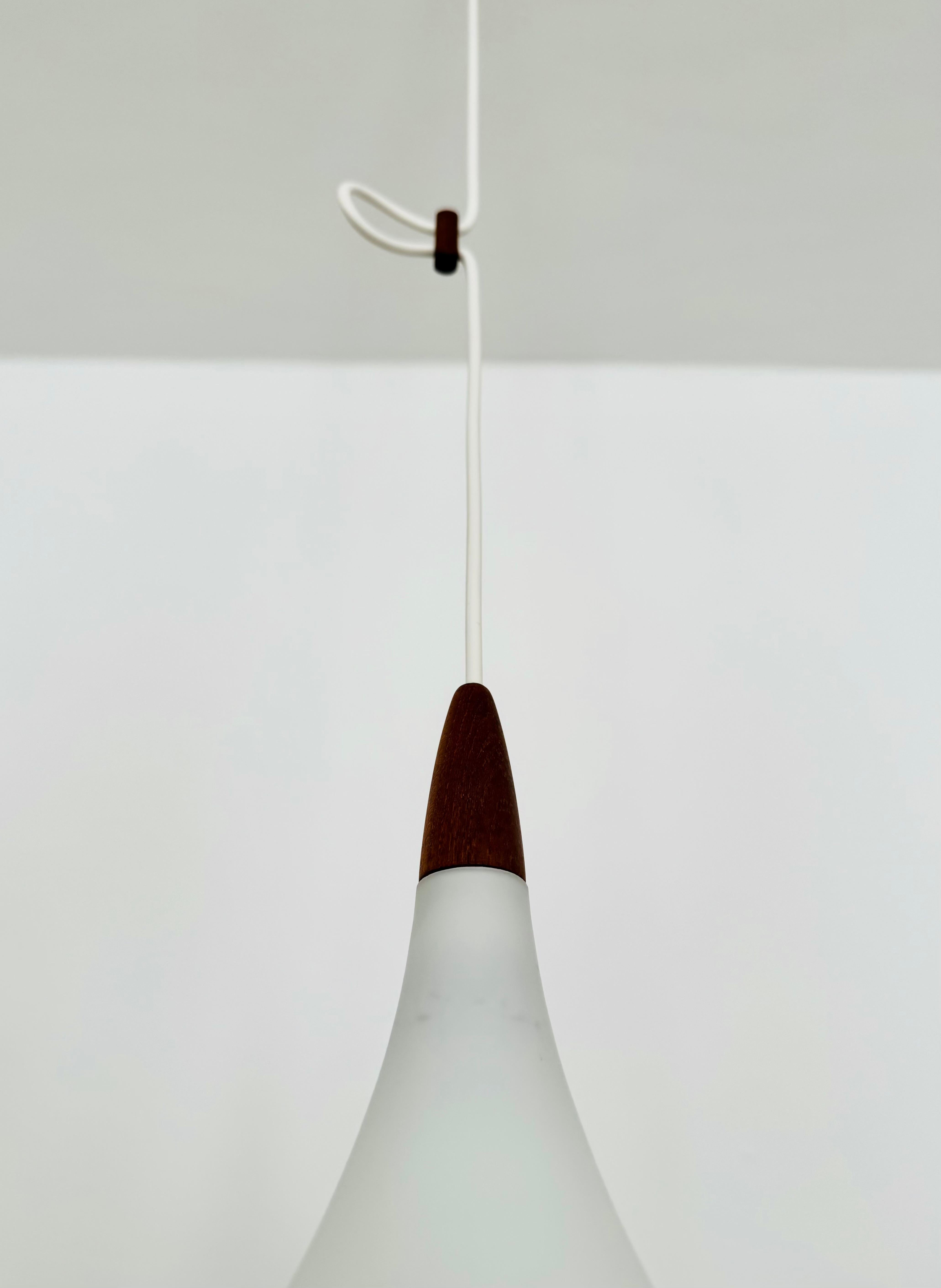 Teak Opaline Pendant Lamp by Uno and Östen Krist For Sale