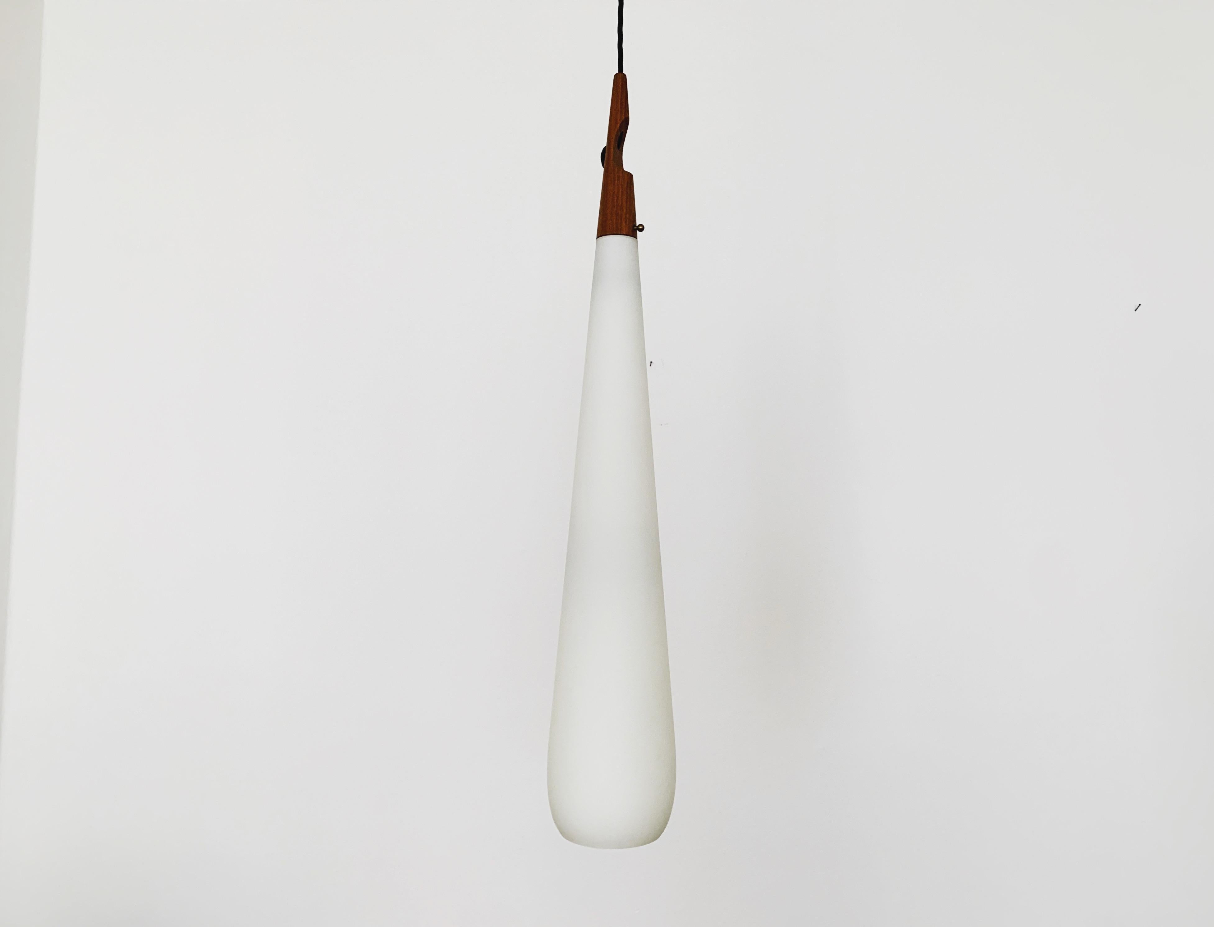 Scandinavian Modern Opaline Pendant Lamp by Uno and Östen Kristiansson for Luxus For Sale