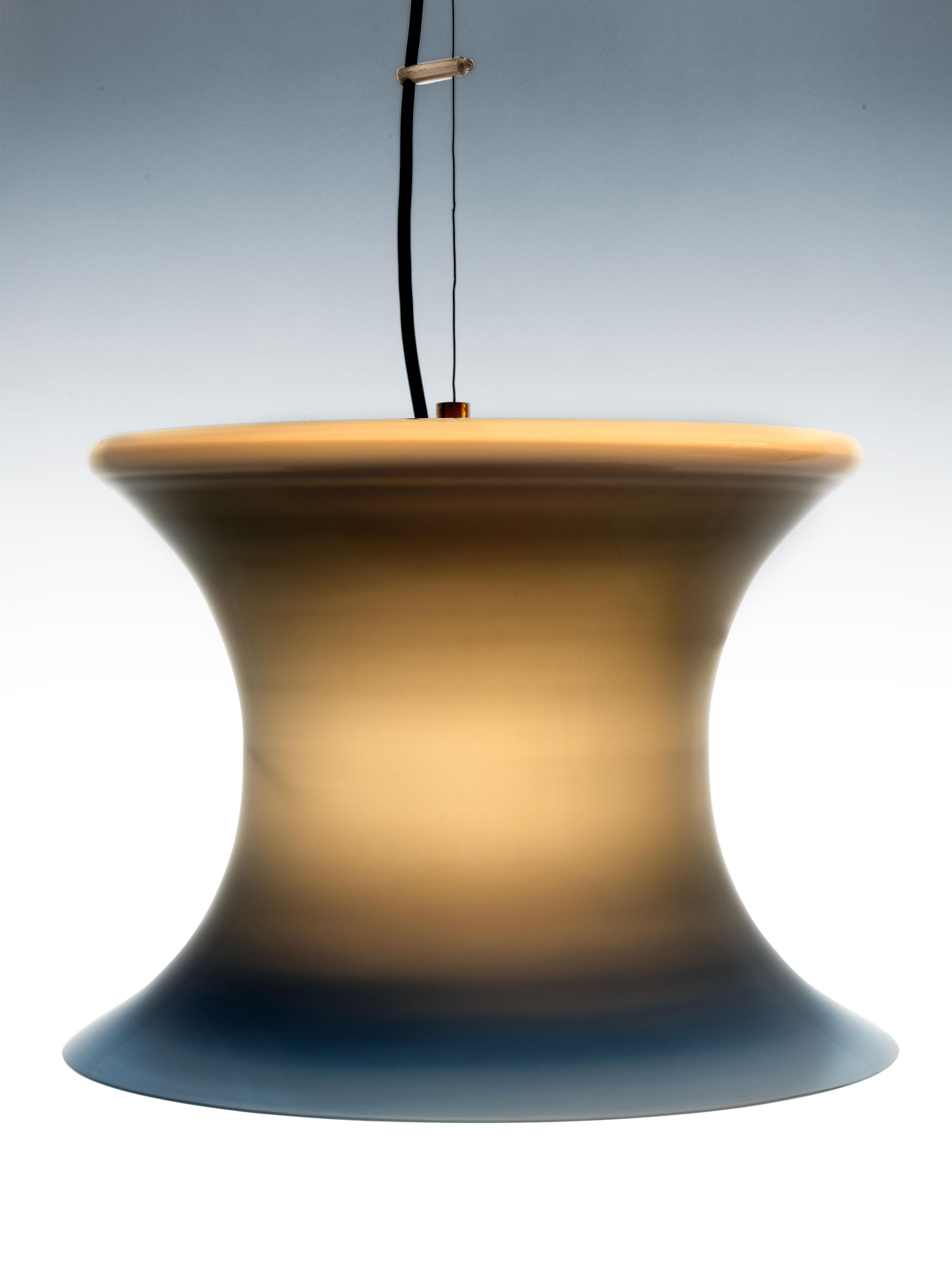 italien Lampe à suspension opalin - Verre de Murano - Luciano Vistosi en vente