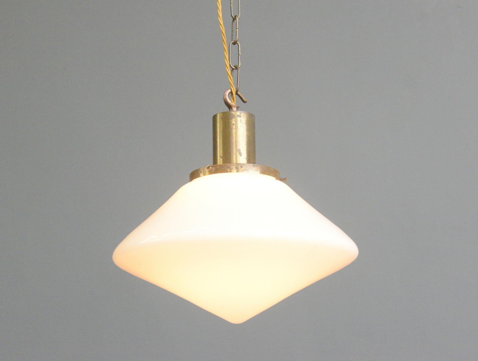 Bauhaus Opaline Pendant Light, Circa 1930s