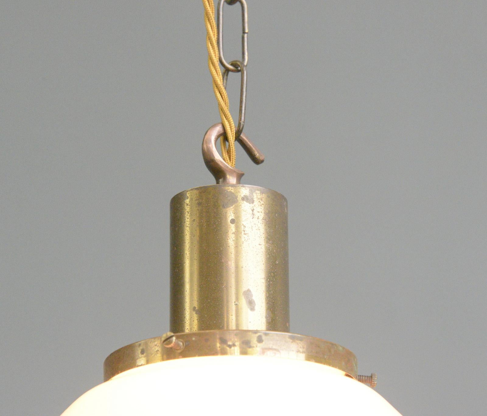 German Opaline Pendant Light, Circa 1930s