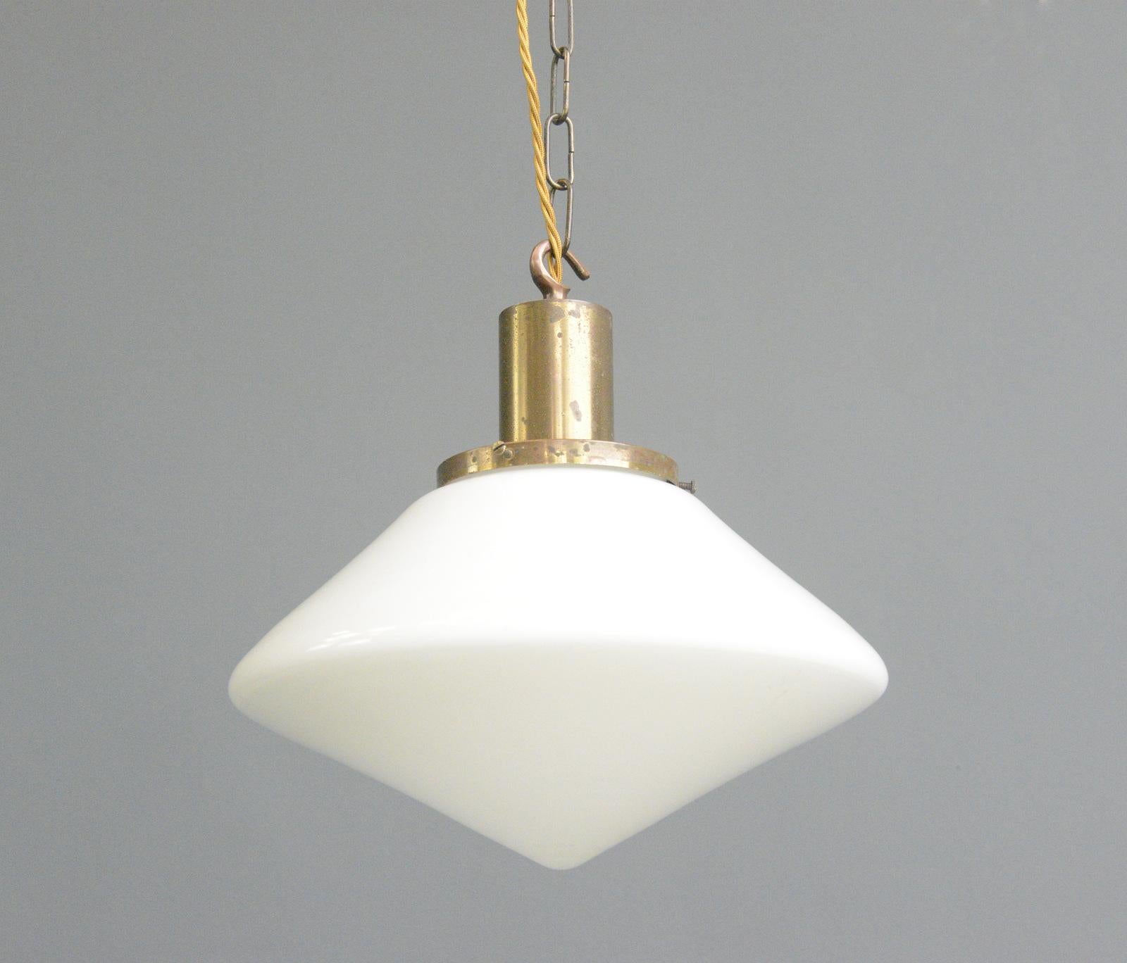 Opaline Pendant Light, Circa 1930s In Good Condition In Gloucester, GB