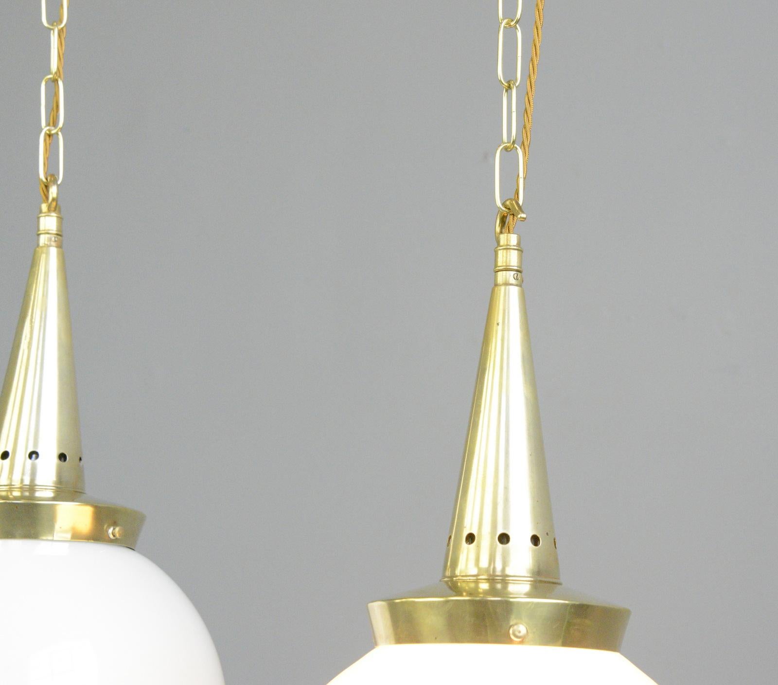 Bauhaus Opaline Pendant Lights by Marianne Brandt for Schwintzer & Gräff For Sale