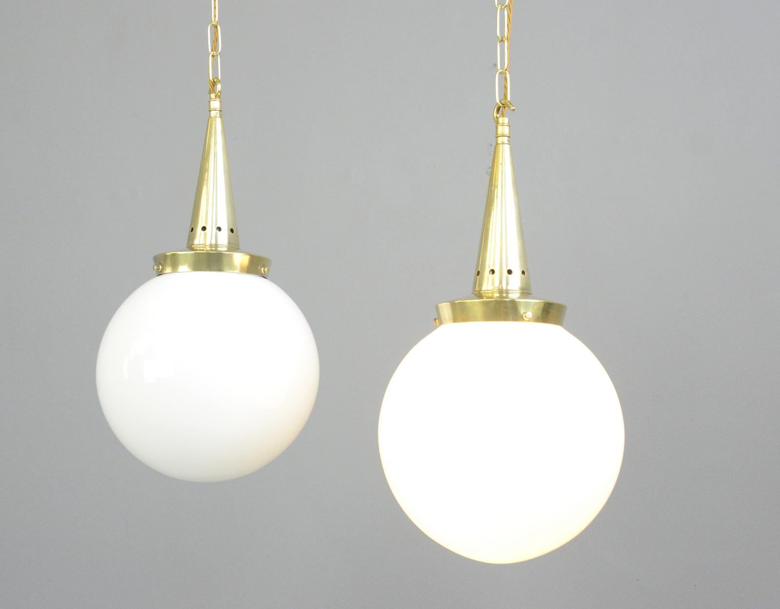 Early 20th Century Opaline Pendant Lights by Marianne Brandt for Schwintzer & Gräff For Sale