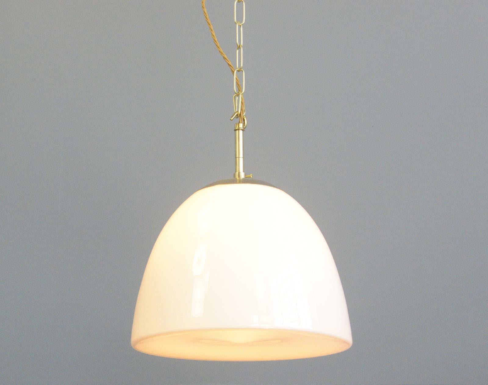Opaline Pendant Lights by Vilhelm Lauritzen circa 1950s In Good Condition For Sale In Gloucester, GB