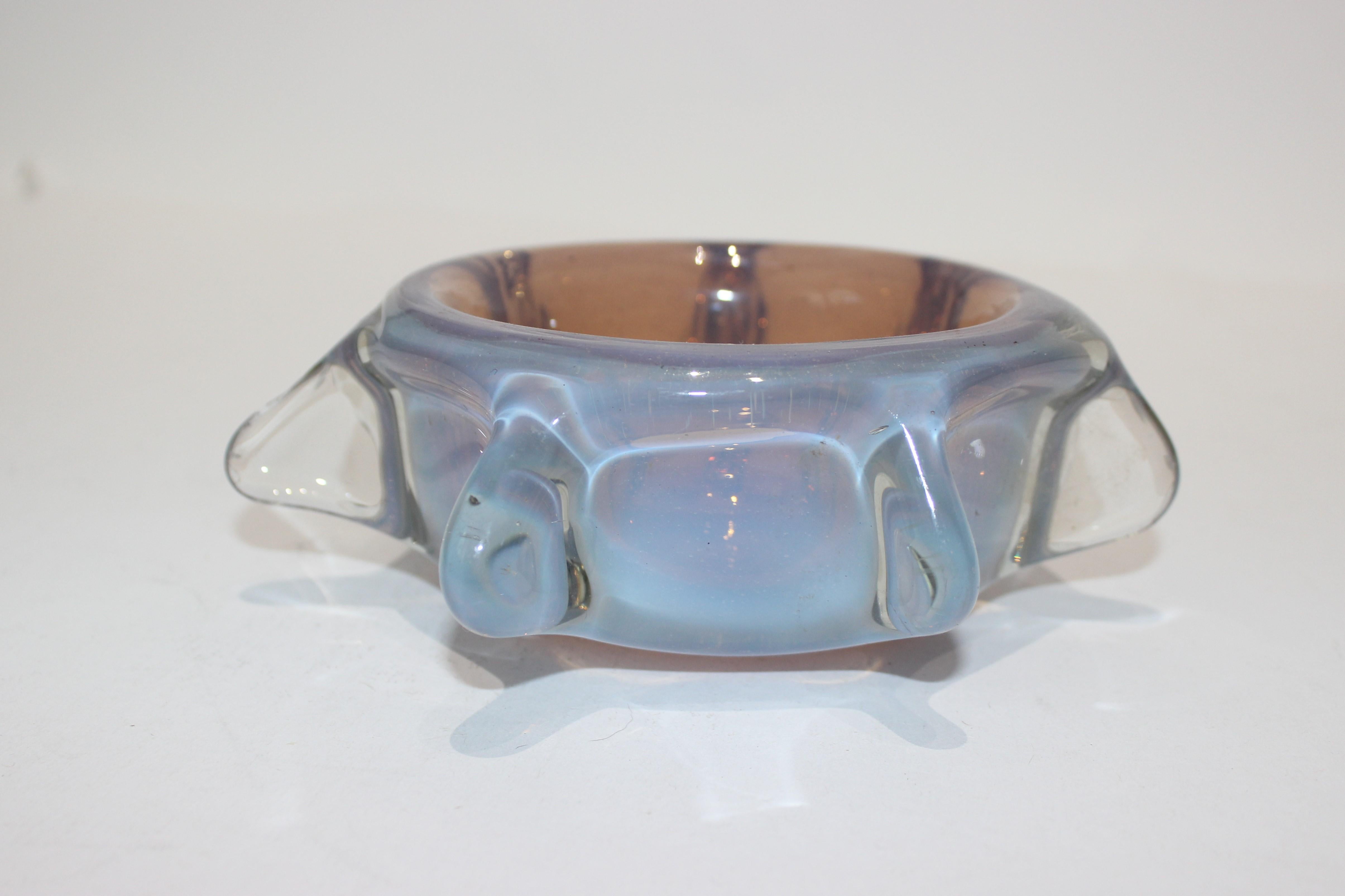 Modern Opaline Pinched Glass Bowl Midcentury Italy