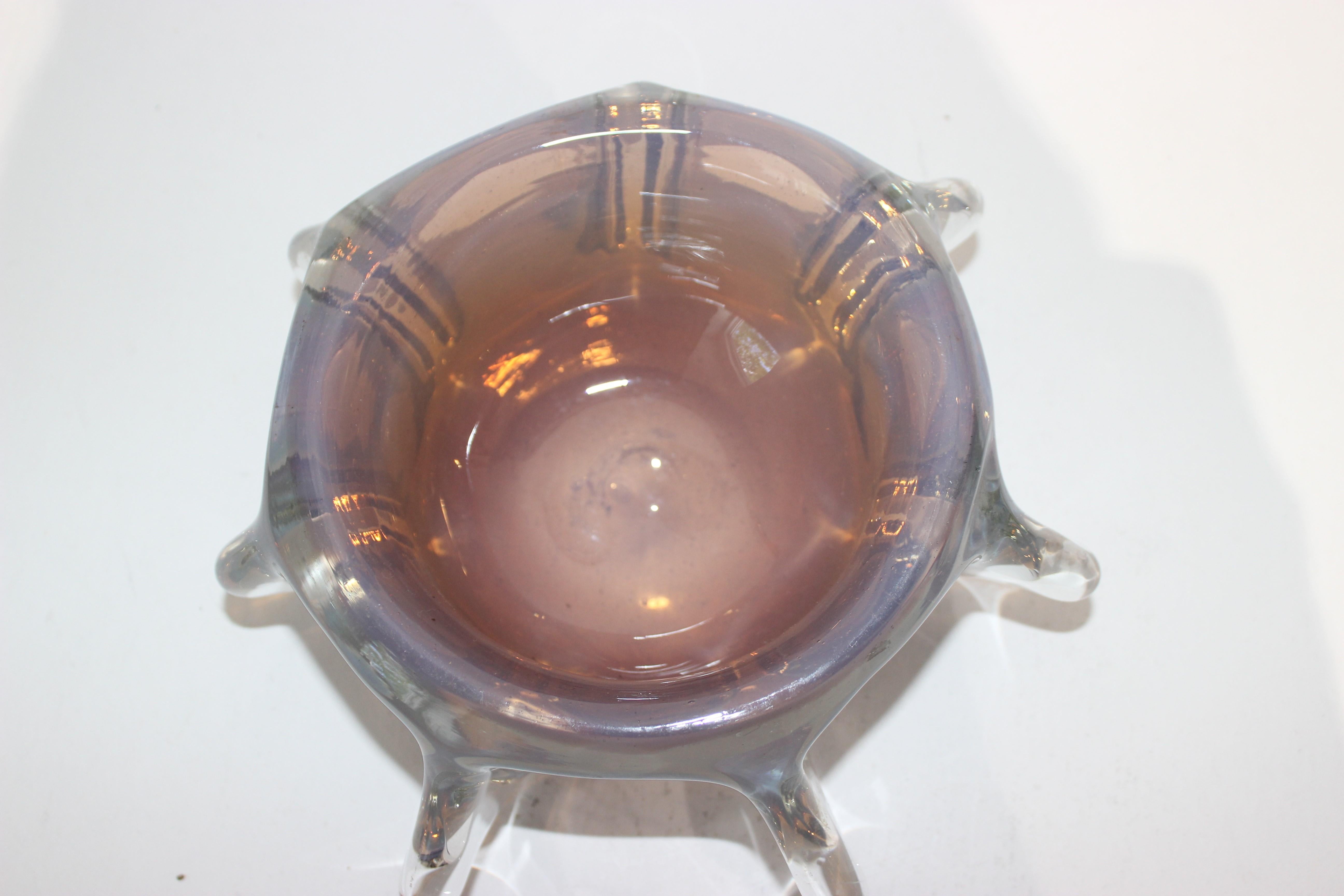 20th Century Opaline Pinched Glass Bowl Midcentury Italy