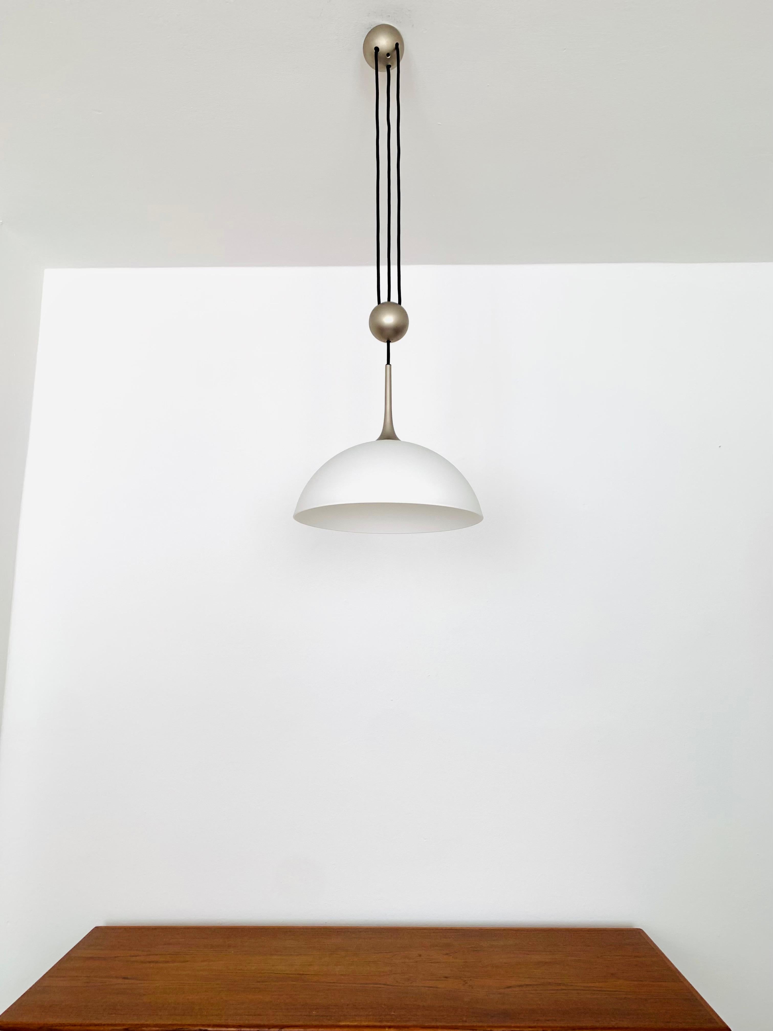 Mid-Century Modern Opaline Posa 36 Pendant Lamp with Counterweight by Florian Schulz For Sale