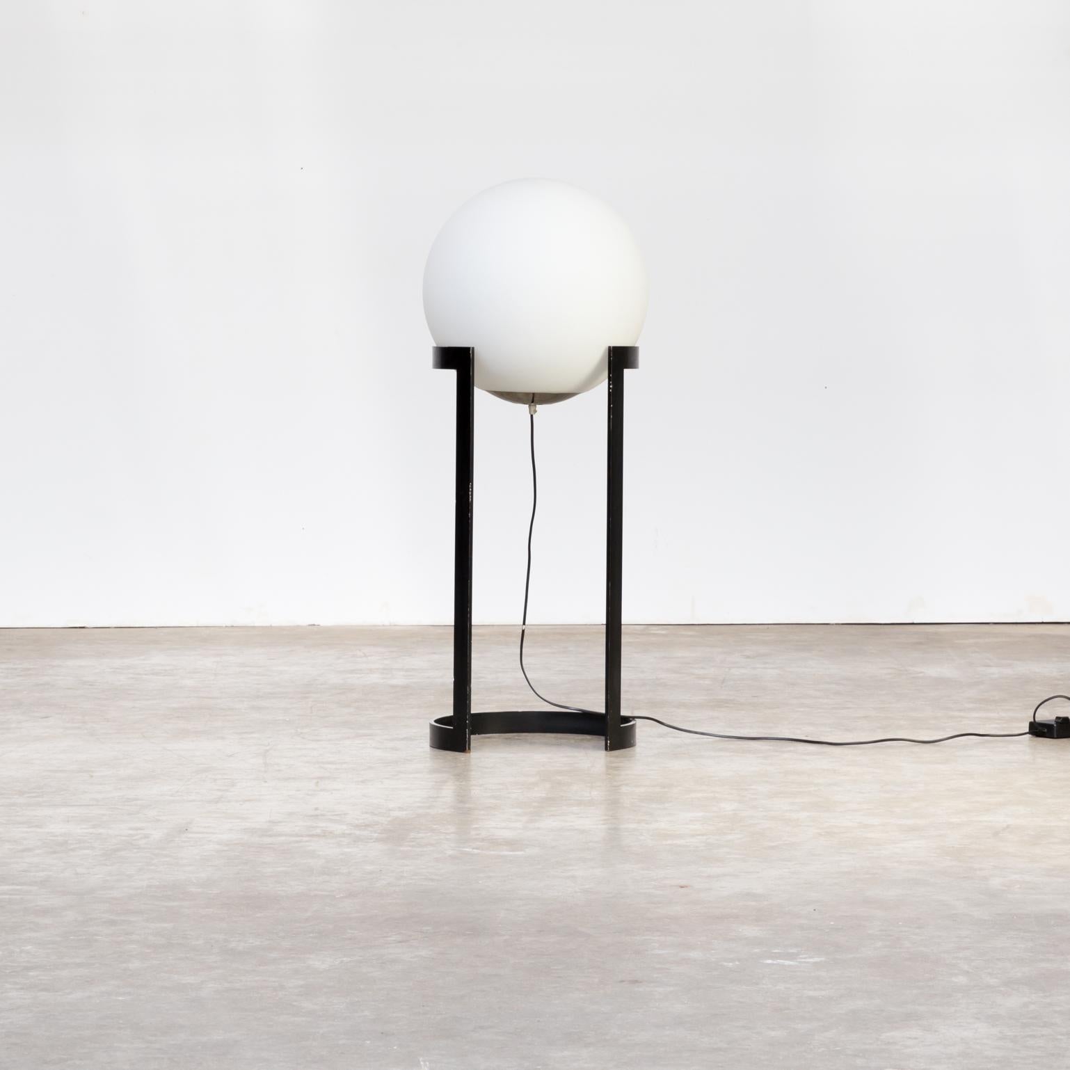 Late 20th Century Opaline Round Floorlamp on Metal Frame, Exclusive Design For Sale